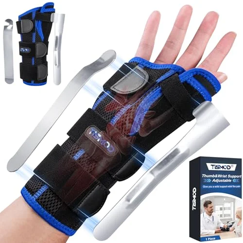 TISMOD Handgelenkstütze mit Daumen Schiene,4 Verstellbare Handgelenk Bandagen (Links Rechts) für Sehnenscheidenentzündung,Karpaltunnelsyndrom,Arthritis, Sportschutz,Verstauchungen (Eine Größe)