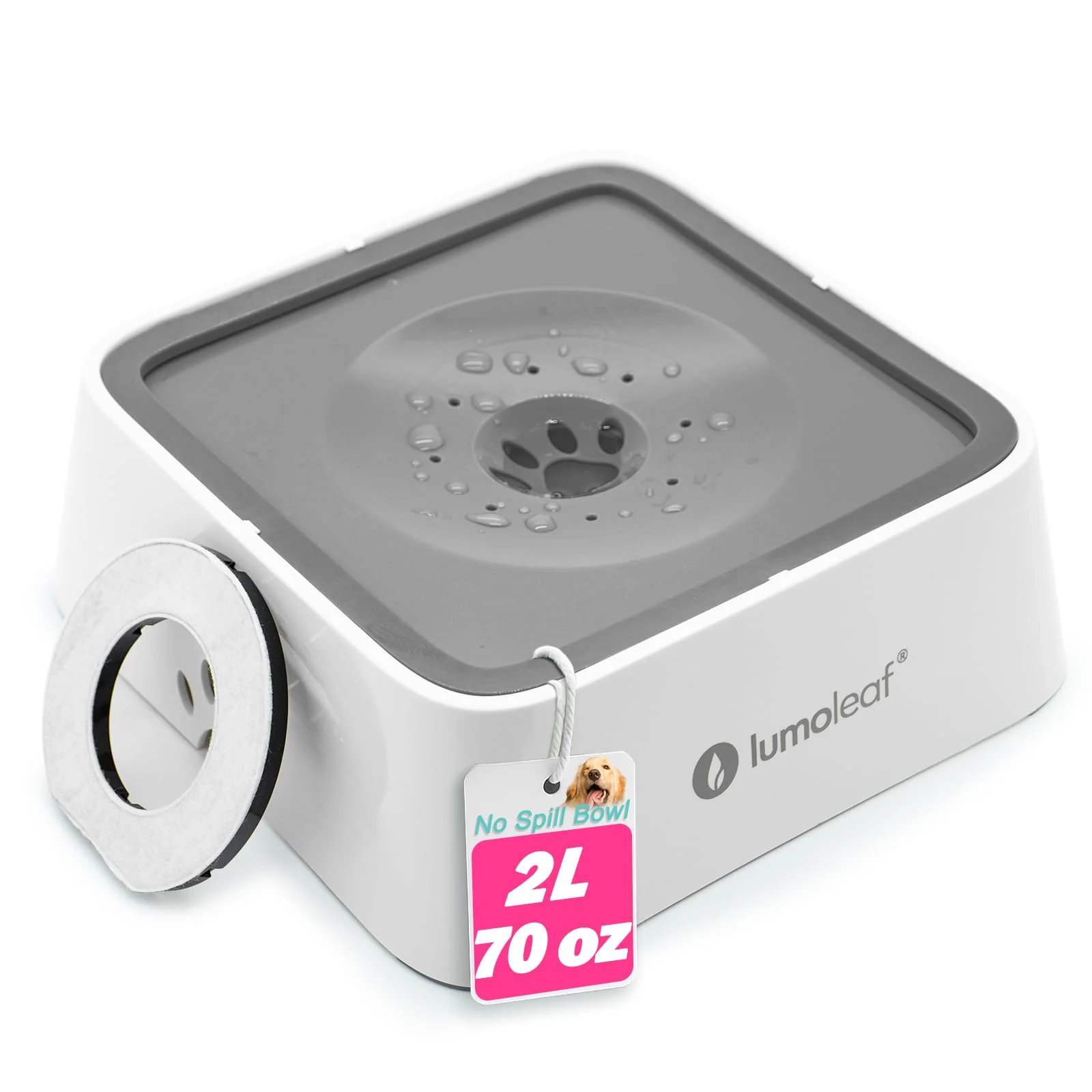LumoLeaf Wassernapf für Hunde, 2L, Anti-Schwapp Fressnapf Hund Unterwegs mit Kohlefilter, Hundenapf Reise Trinknapf Wasserspender