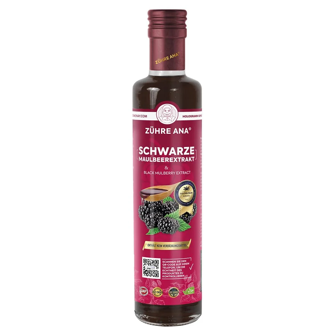 Zühre Ana Schwarzer Maulbeer Extrakt – Maulbeersirup mit natürlichen, Intensiver Maulbeersirup mit optimaler Konsistenz – Hochwertiger Karadut-Extrakt – Vegan
