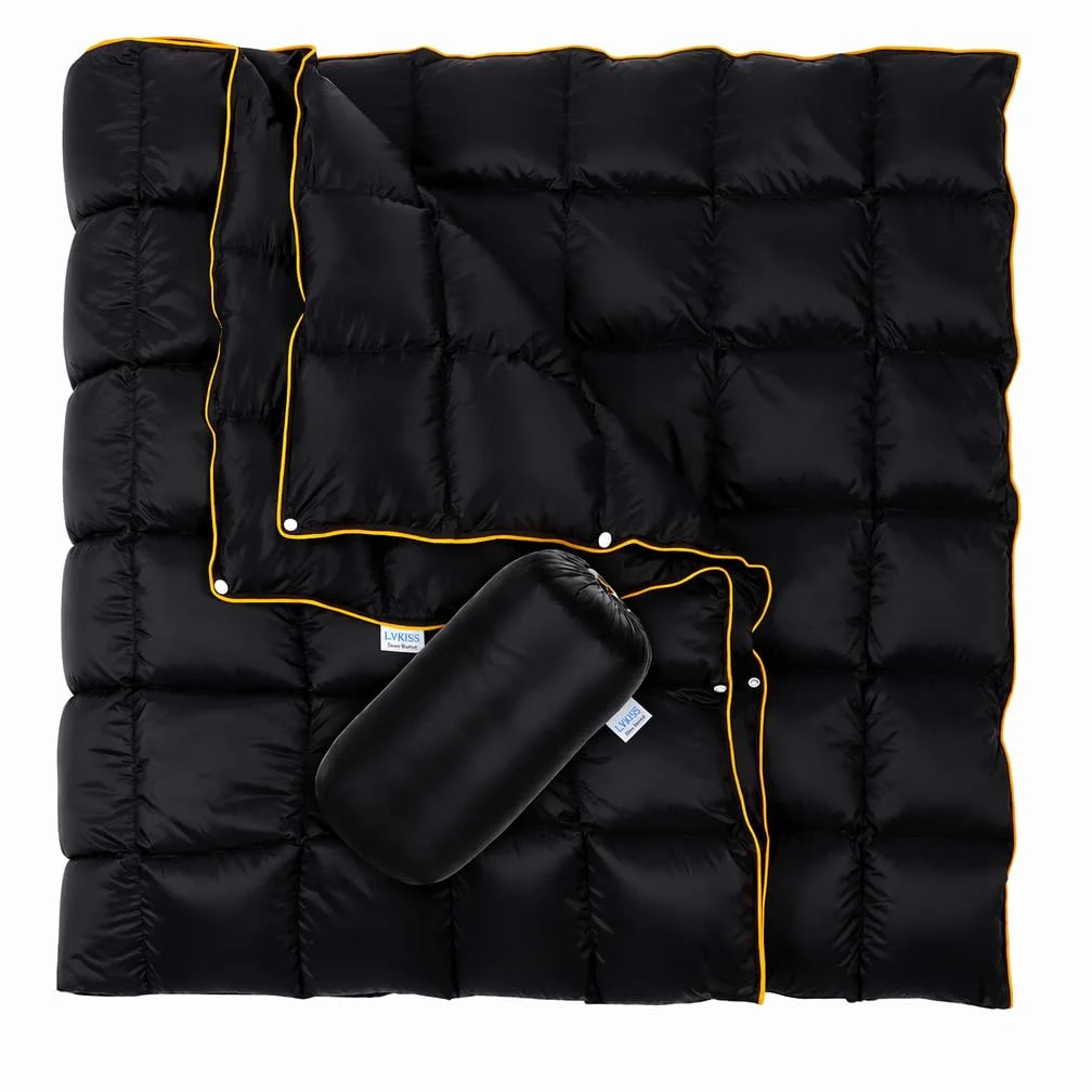 Lvkiss Packbare Daunendecke für Camping, extra große Daunen-Campingdecke, Outdoor, Camping, Decken, wasserdicht, 199,9 x 184,9 cm