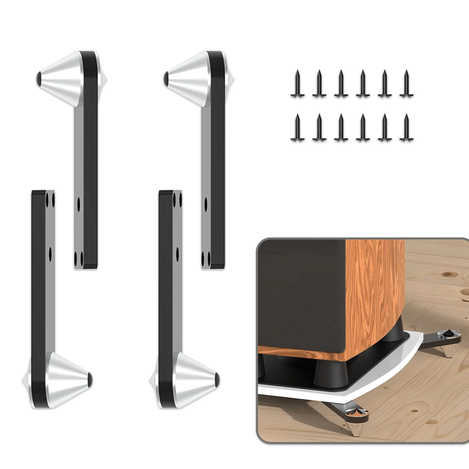 Monosaudio SP1500 High-End Isolationsfüße Lautsprecherspikes, 4er Set | M8-Schrauben, Aluminiumlegierung, Vibrationsdämpfer, Für HiFi Lautsprecher, Verstärker, Plattenspieler, DAC