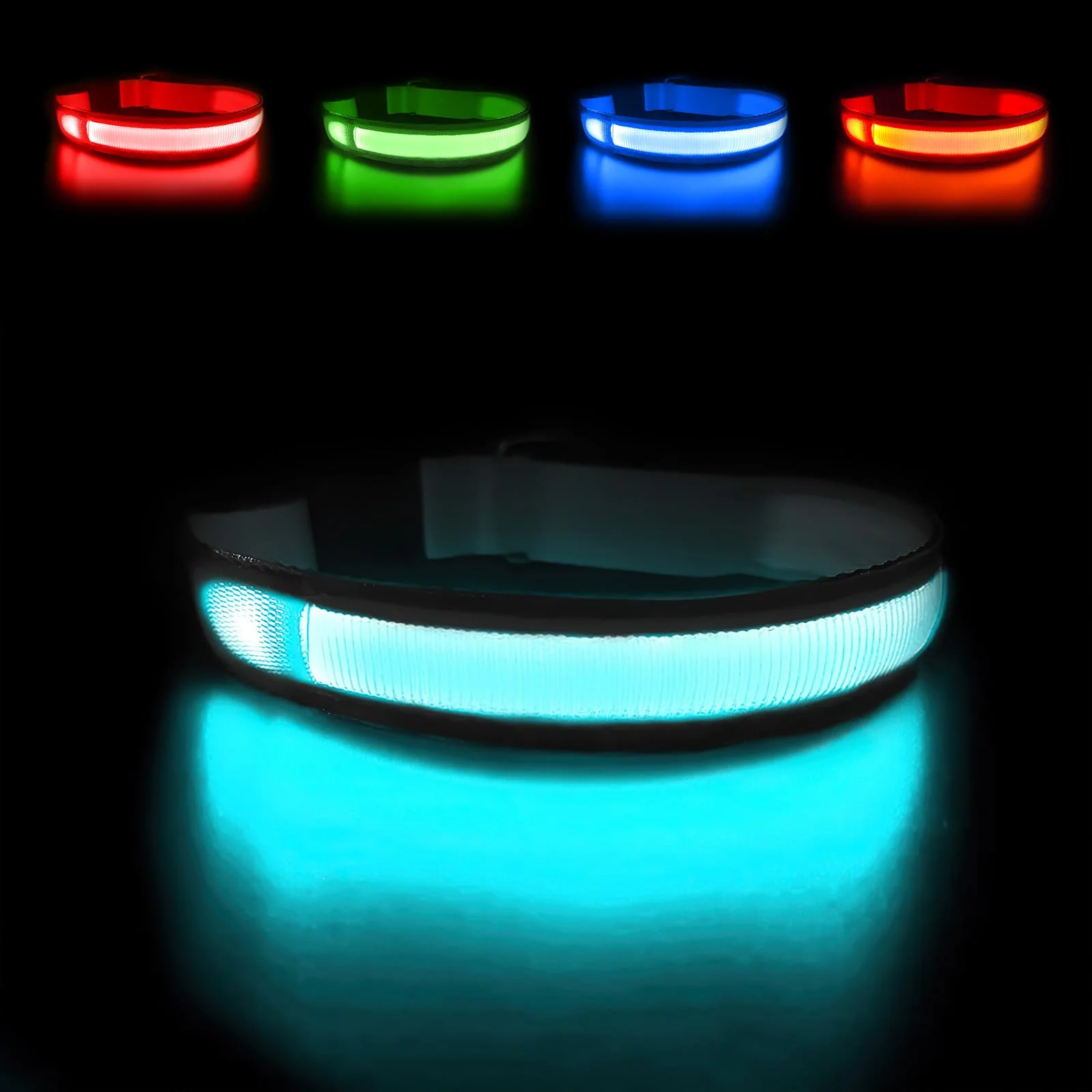 MASBRILL Leuchthalsband Hund, Hundehalsband Leuchtend Aufladbar USB-C, LED Halsband für Hunde Einstellbare Wasserdicht, Halsband Hund Leuchtend 3 Lichtmodi für Kleine Mittlere Große Hunde(Schwarz M) | LED hundehalsband 3 Blinkmodi, Wasserdicht,Verstellbar, Leicht, für Hund 11-30kg, Schwarz M