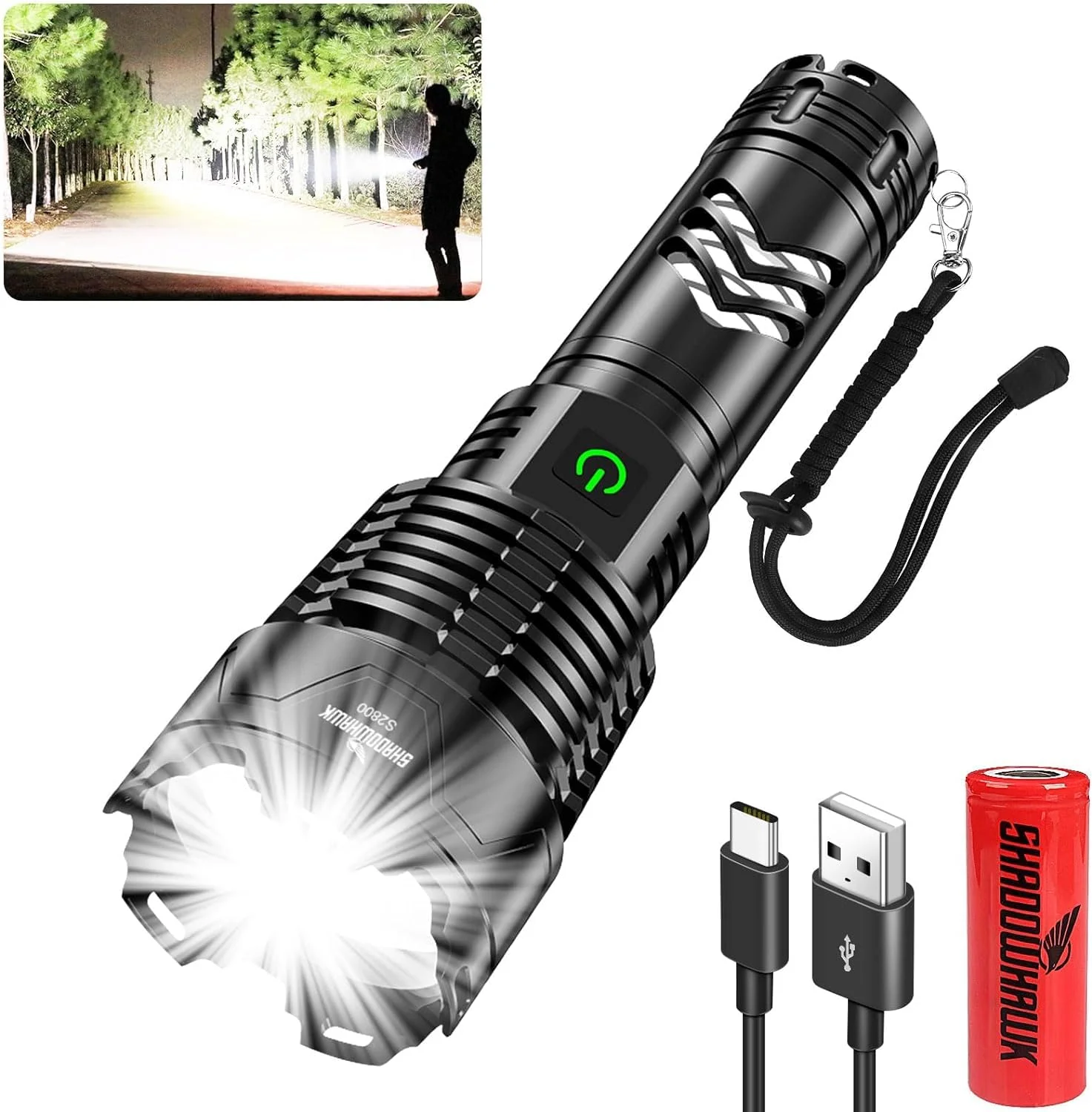 Shadowhawk Led Taschenlampe Extrem Hell,XHP160.2 1000000 Lumen 12H Laufzeit | Taschenlampe Led Aufladbar USB Taktische Taschenlampen Batteriebetrieben, IP67 Wasserdicht Flashlight für Outdoor Camping