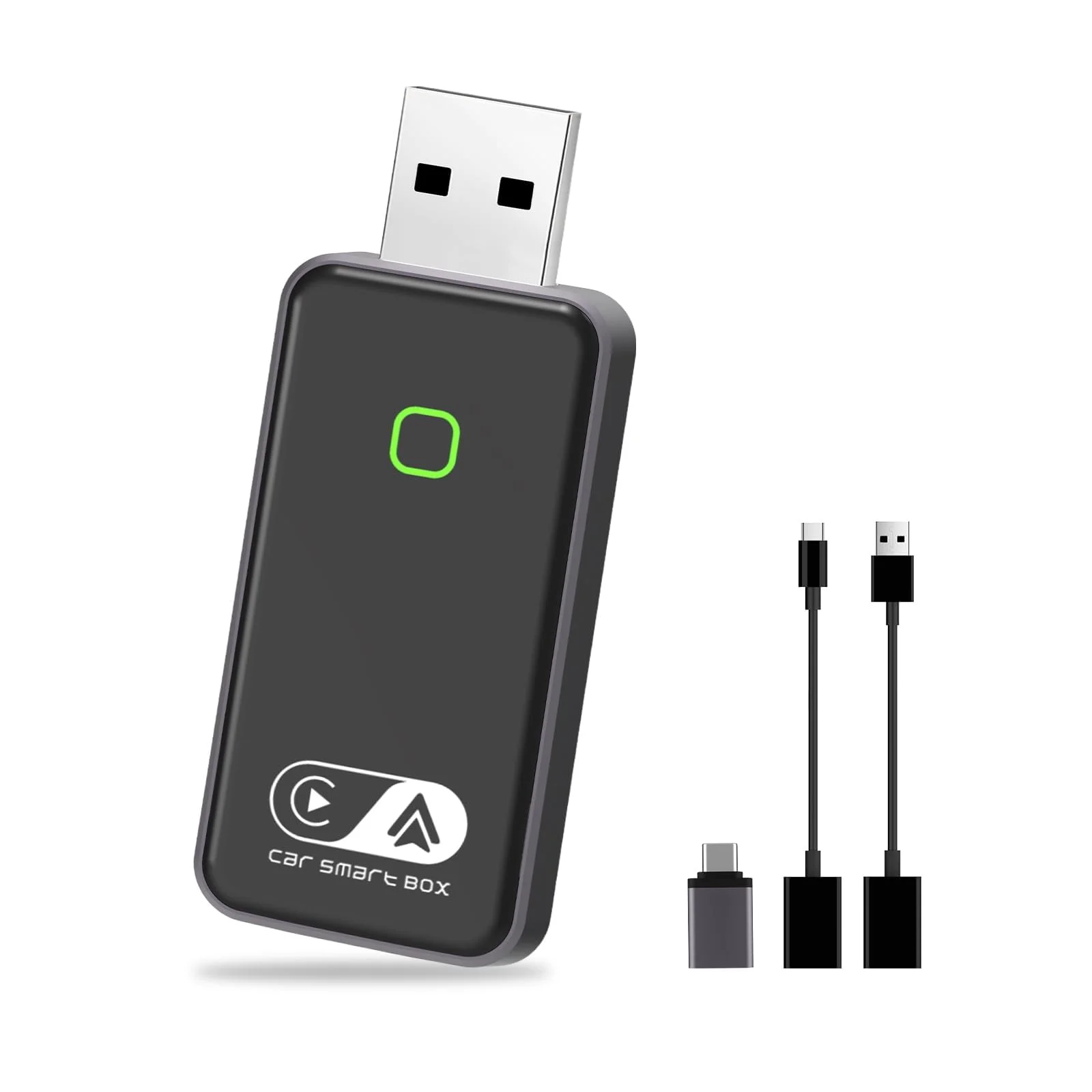 PTDHE Wireless CarPlay Adapter 2 in 1 für Android Auto, Plug & Play Schwarz | Kabelloser 5G Auto-Dongle mit Plug & Play, automatischer Verbindung, OTA-Update und Typ-A-Anschluss für Navigation und Musik.