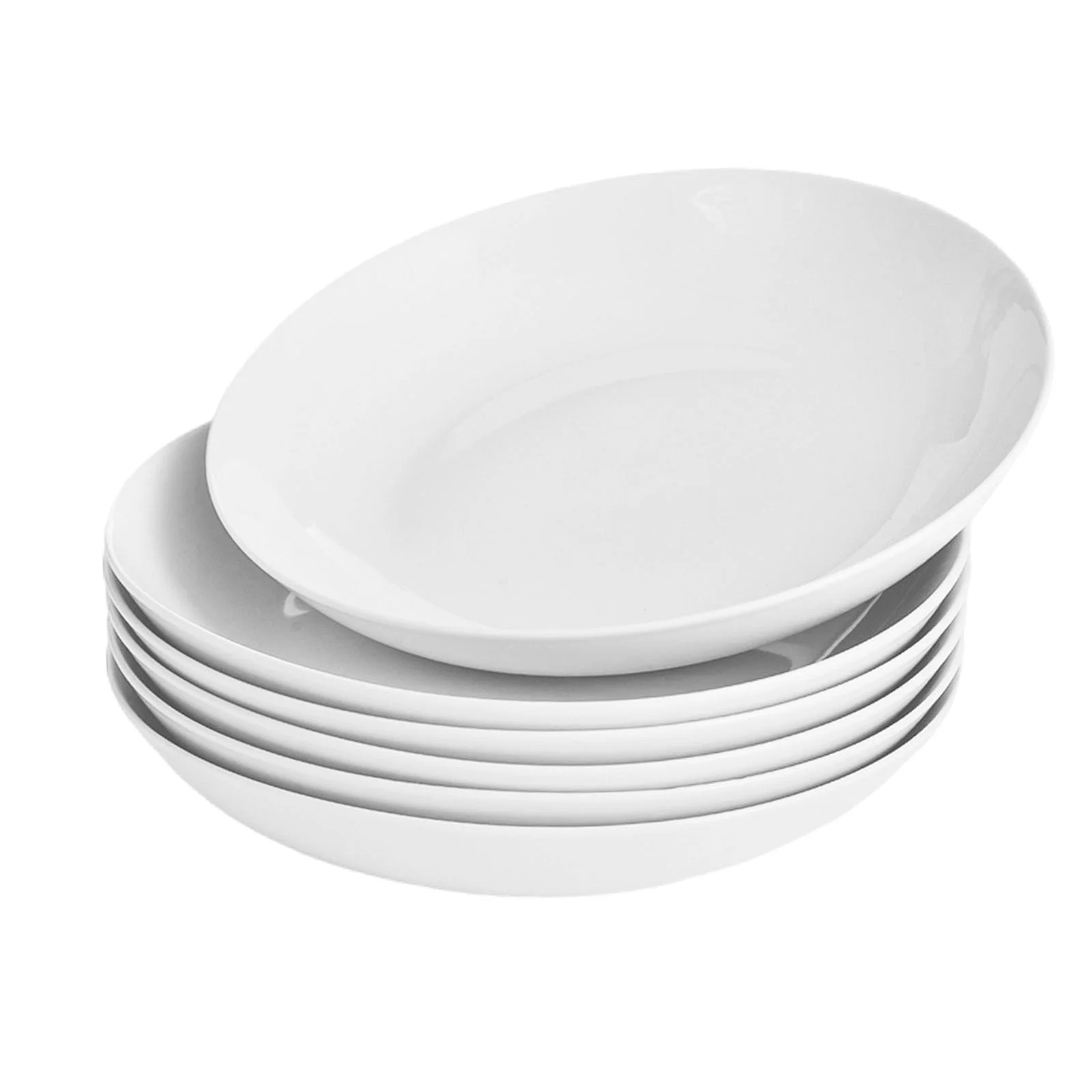 Miicol Pastateller 6 Teilig, Suppenteller Weiße 800ml, Salatteller Porzellan 21cm, Suppenschüssel Keramik, Modern Salatschüsselset, Servierteller, Tiefe Teller für Spaghetti, Pasta, Suppen, Salat