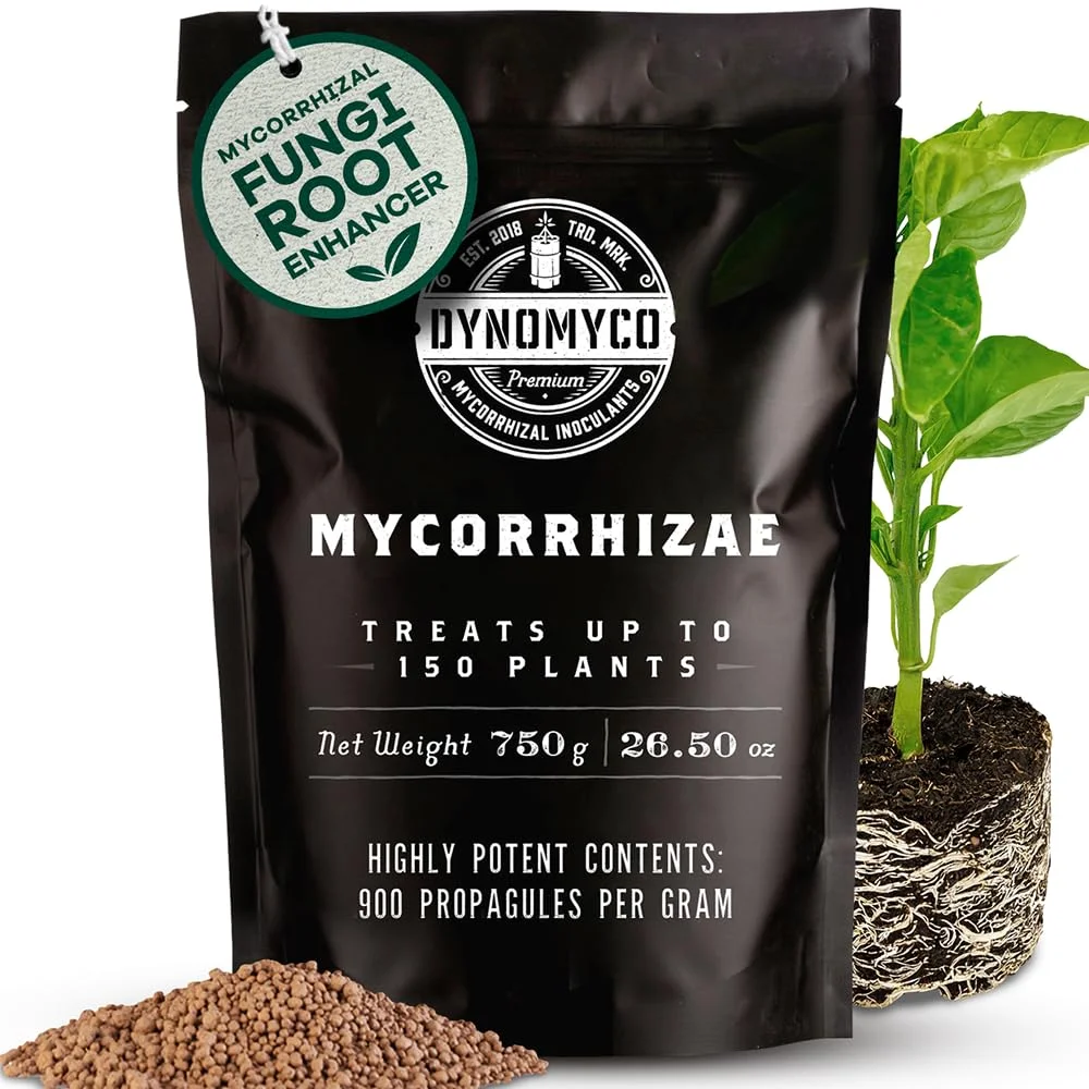 Mykorrhiza-Impfmittel von DYNOMYCO - Hochleistungsstämme - Konzentrierte Formel - Verbessert die Nährstoffaufnahme - Steigert den Pflanzenertrag (750g/Up to 150 Plants)
