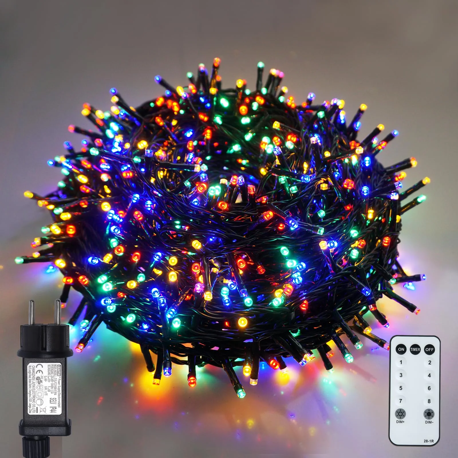 BIUDN 600LED Bunte Lichterkette Außen Inne,30M Lichterkette Bunt Outdoor Indoor 8 Modi Wasserdichte 4 Helligkeitsstufen und Timer LED Bunte Lichterkette,Weihnachten für Hochzeiten,Partys,Feiern usw.