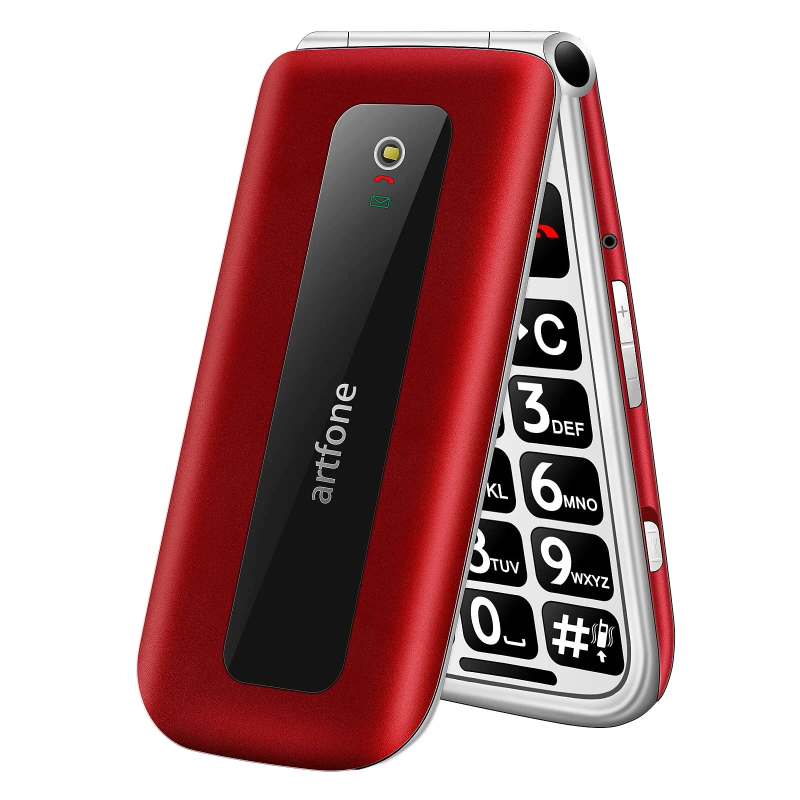 artfone Seniorenhandy ohne Vertrag,2G GSM Klapphandy mit großen Tasten,Rentner Handy für Senioren mit SOS Notruftaste,Mobiltelefon 2,4 Zoll Farbdisplay,Dual SIM,Taschenlampe-Rot