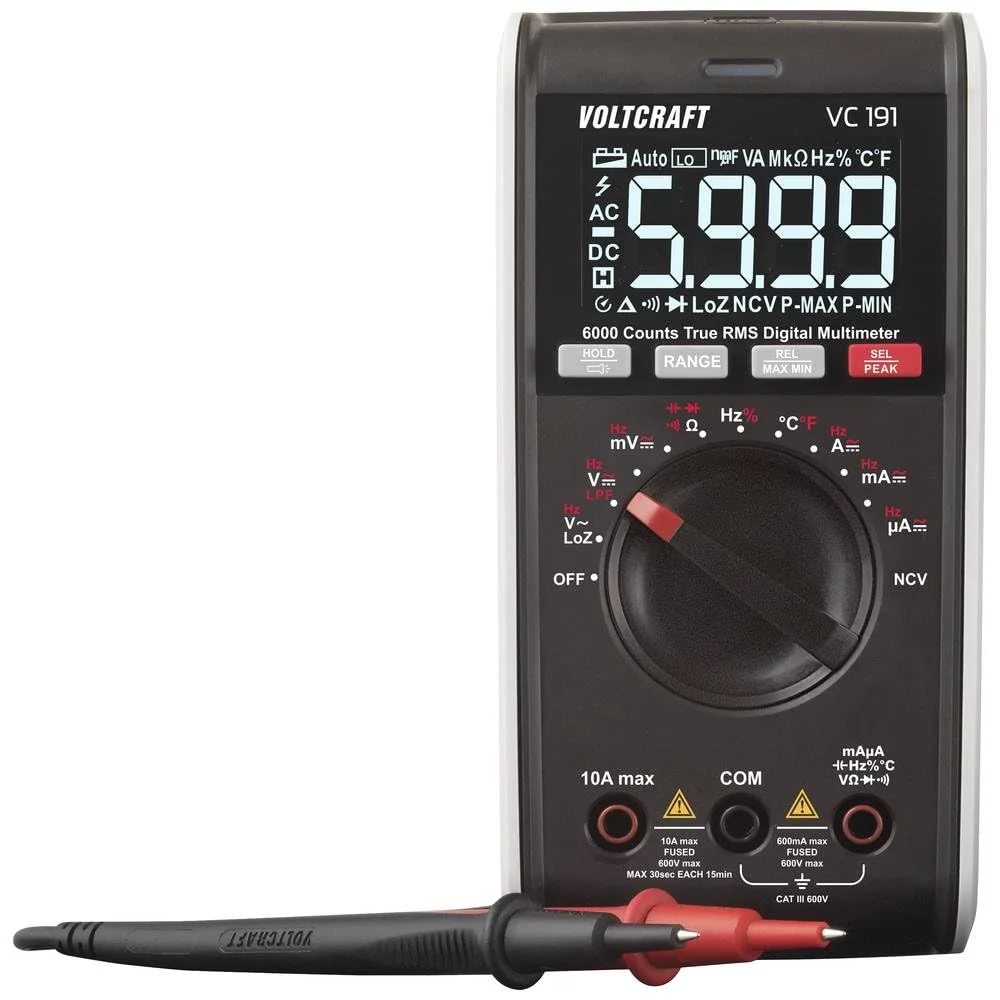 VOLTCRAFT VC191 Digitales Multimeter, CAT III, 600 V, Anzeige (Anzahl der Punkte): 6000