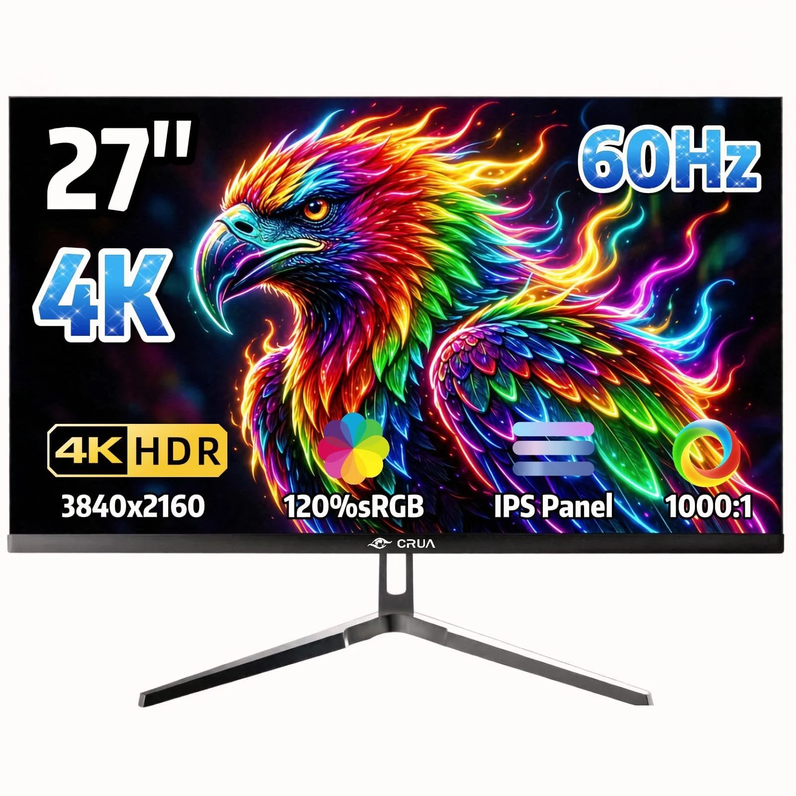 27 Zoll 4K UHD Computermonitor (3840 x 2160 Pixel), 60 Hz, IPS Flachbildschirm, 120% sRGB-Farbraumabdeckung, 300 cd/m² Helligkeit, HDR10 & AMD FreeSync, 2 x HDMI 2.0, 2 x DisplayPort 1.2