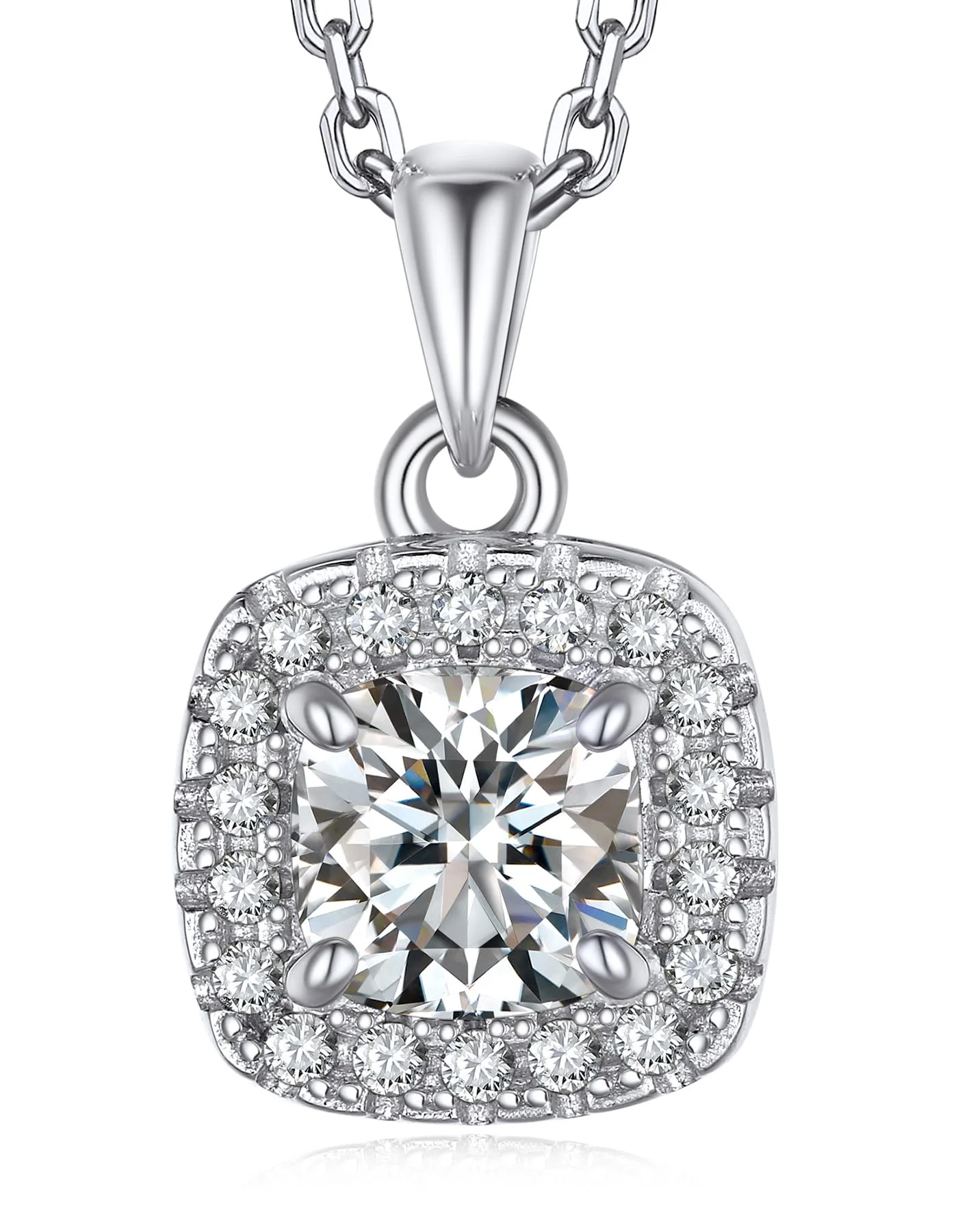MomentWish Silberkette Damen 925 mit Anhänger, 1 Karat Moissanite Halskette Damen Kette Silber Diamant Schmuck mit Geschenkbox Gra Zertifikat für Frauen Freundin