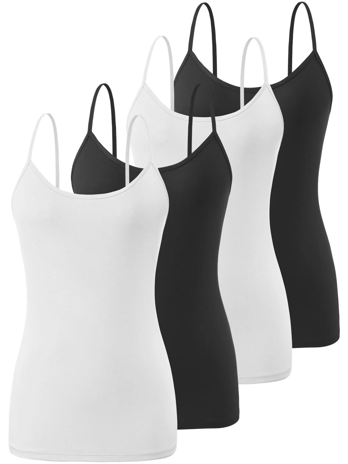 Knuffnee Damen Unterhemden Verstellbare Spaghetti Tops Basic Cami Tank Top 4er Pack