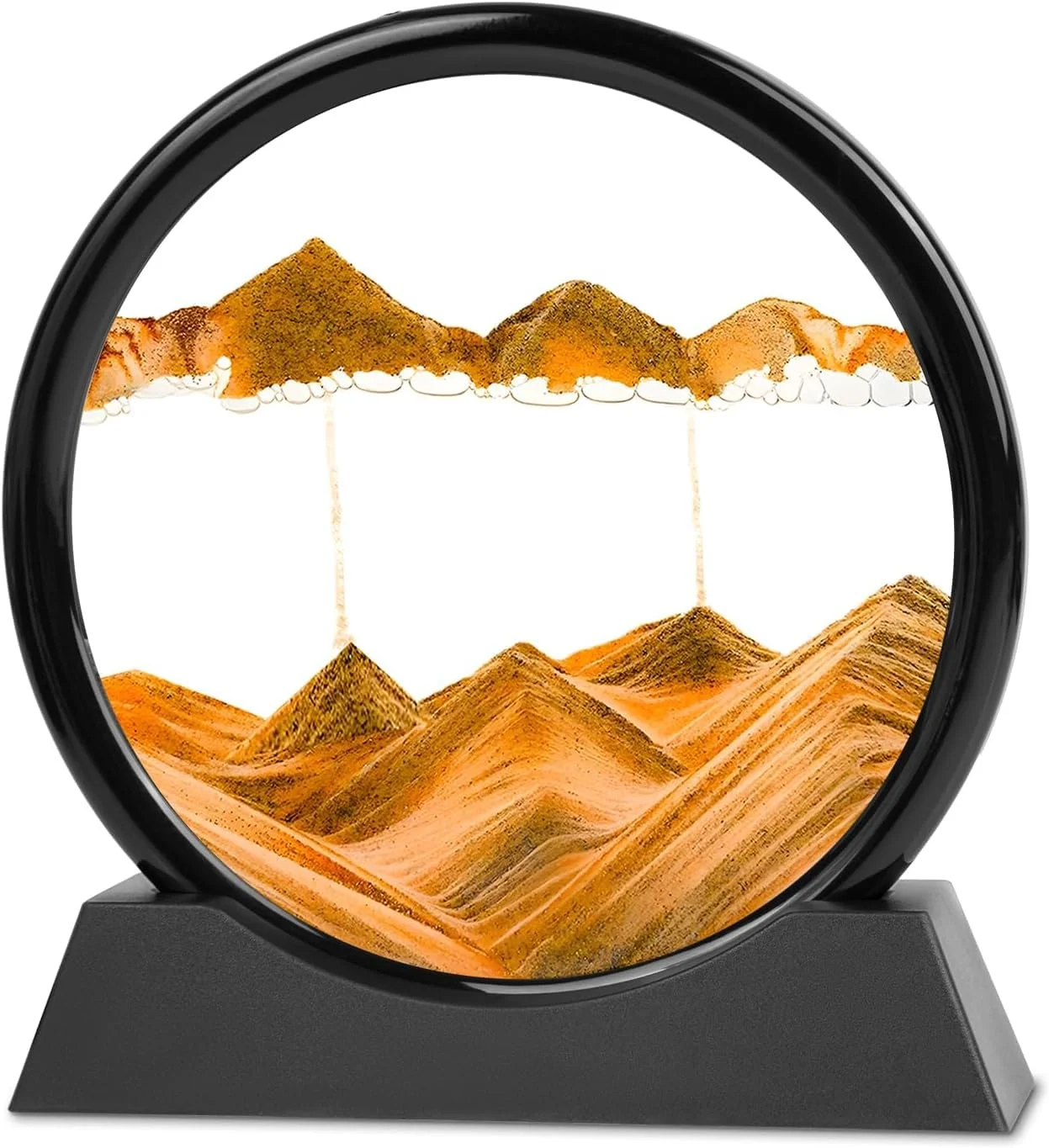 RCQD Sandbilder zum Drehen 3D Sanduhr - Sandbild Geschenke Sanduhr Deko 3d sanduhr tiefsee-sandlandschaft Aesthetic für Büro Wohnzimmer Schreibtisch Erwachsene Kinder (Golden, 12'')