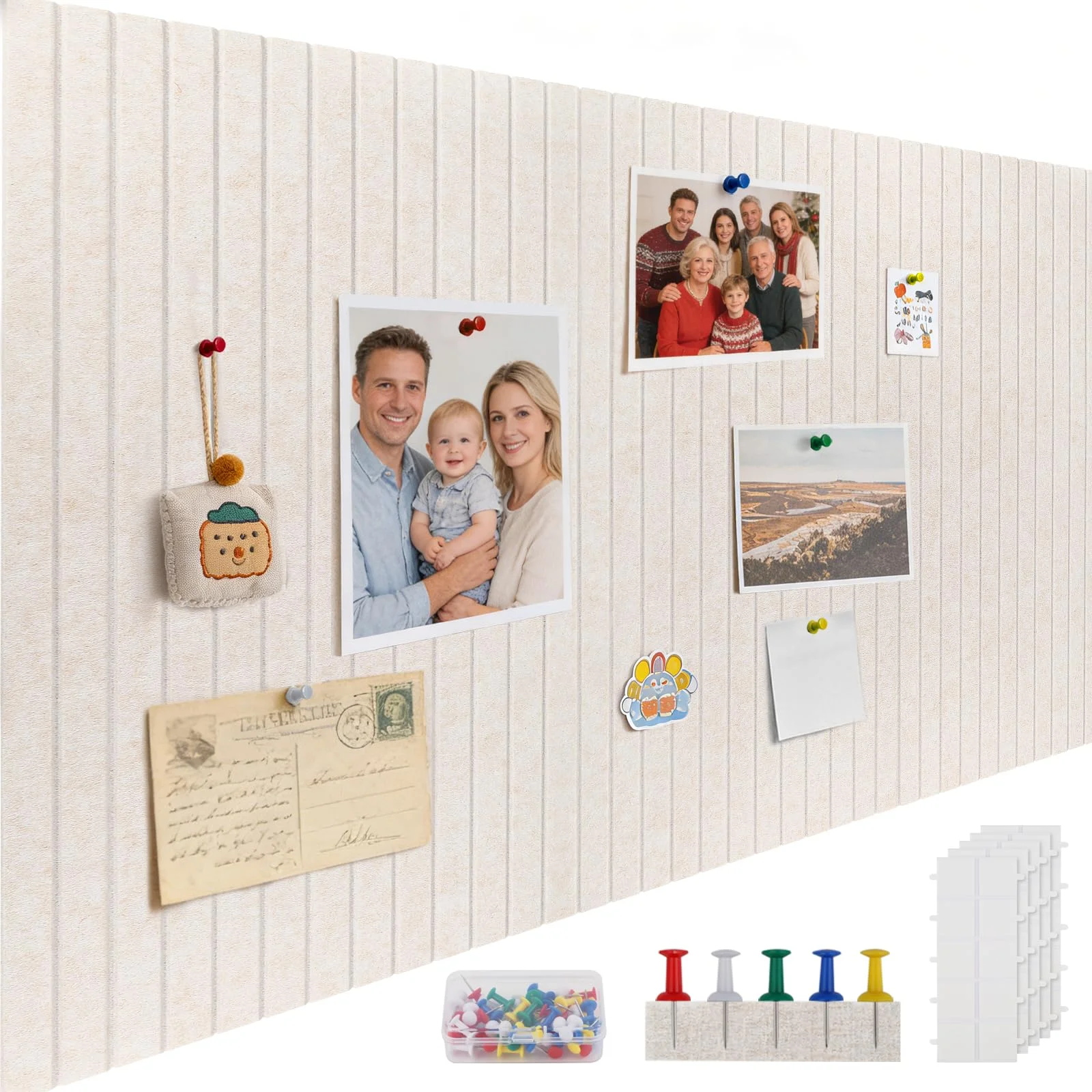 Filz Pinnwand 120x90cm Helles Kamel Faltbare Pinnwand Kork Alternative | 0,9cm Dick Memoboard mit 100 Pinnadeln 50 Spurloser Kleber Hochhaftend Pinnwand Ohne Bohren für Büro Schulen Küche Hause
