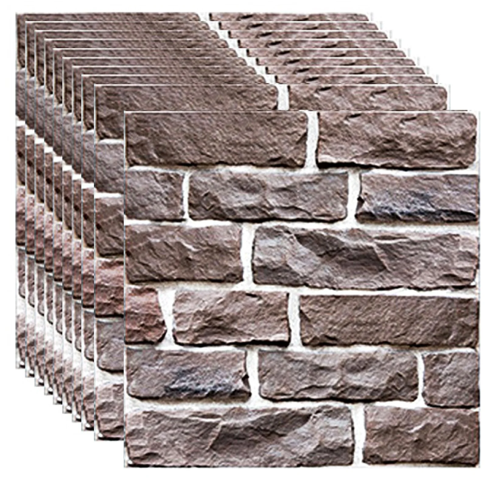Ekezon 3D Wandpaneele Selbstklebend,10 Stück 3D Tapete Wanddeko Hellbraun | Wandaufkleber Wasserdicht 30x 30cm Wall Panel für Wohnzimmer,Schlafzimmer,Küche,Badezimmer Wandverkleidung Aussen