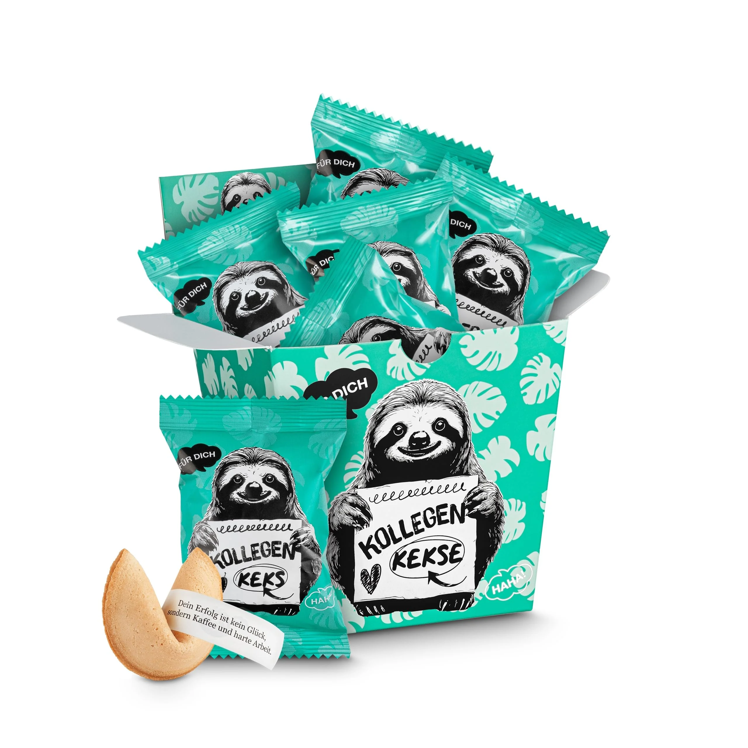 Glückskekse Kollegen 9er Box Lustiges Kollegen Geschenk Büro Glückskekse mit lustigen, motivierenden Sprüchen für Kollegen und Mitarbeiter als Geschenk im Büro | vegan und made in Germany