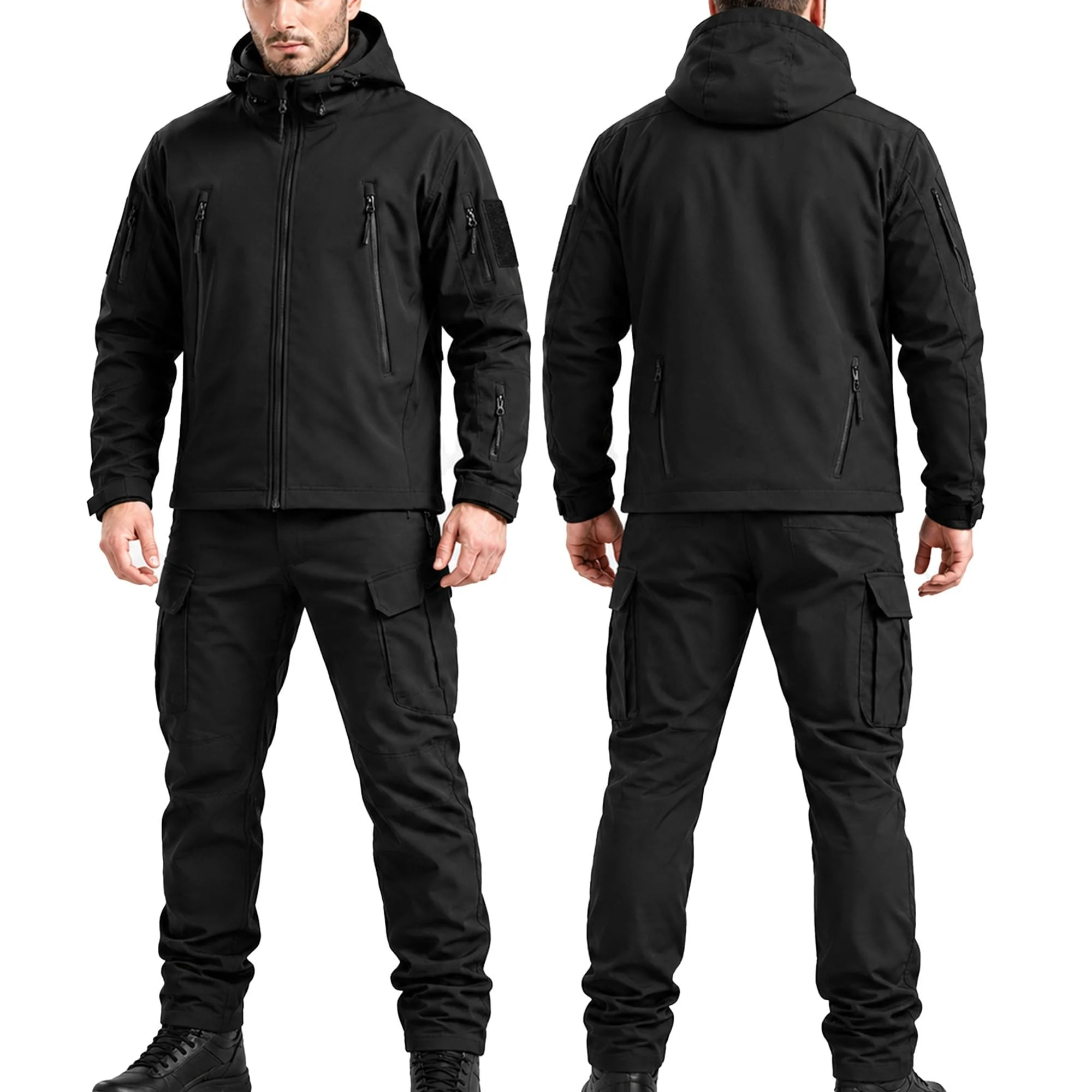 Taktischer Anzug Herren Set, Taktische Jacke Herren und Taktische Hose Herren, Softshell Outdoor Kleidung Militär Style, Wasserabweisend & Winddicht für Jagd, Wandern, Camping, Arbeit