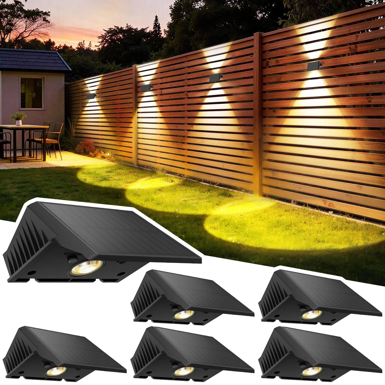 Delaiglow Solarlampen für Außen,6 Pack wandleuchte Solar aussen Solarleuchten Nach Oben und Unten Beleuchtet IP67 Wasserdicht 120LM solarlampen für Garten Zaun Deck Warmweiß