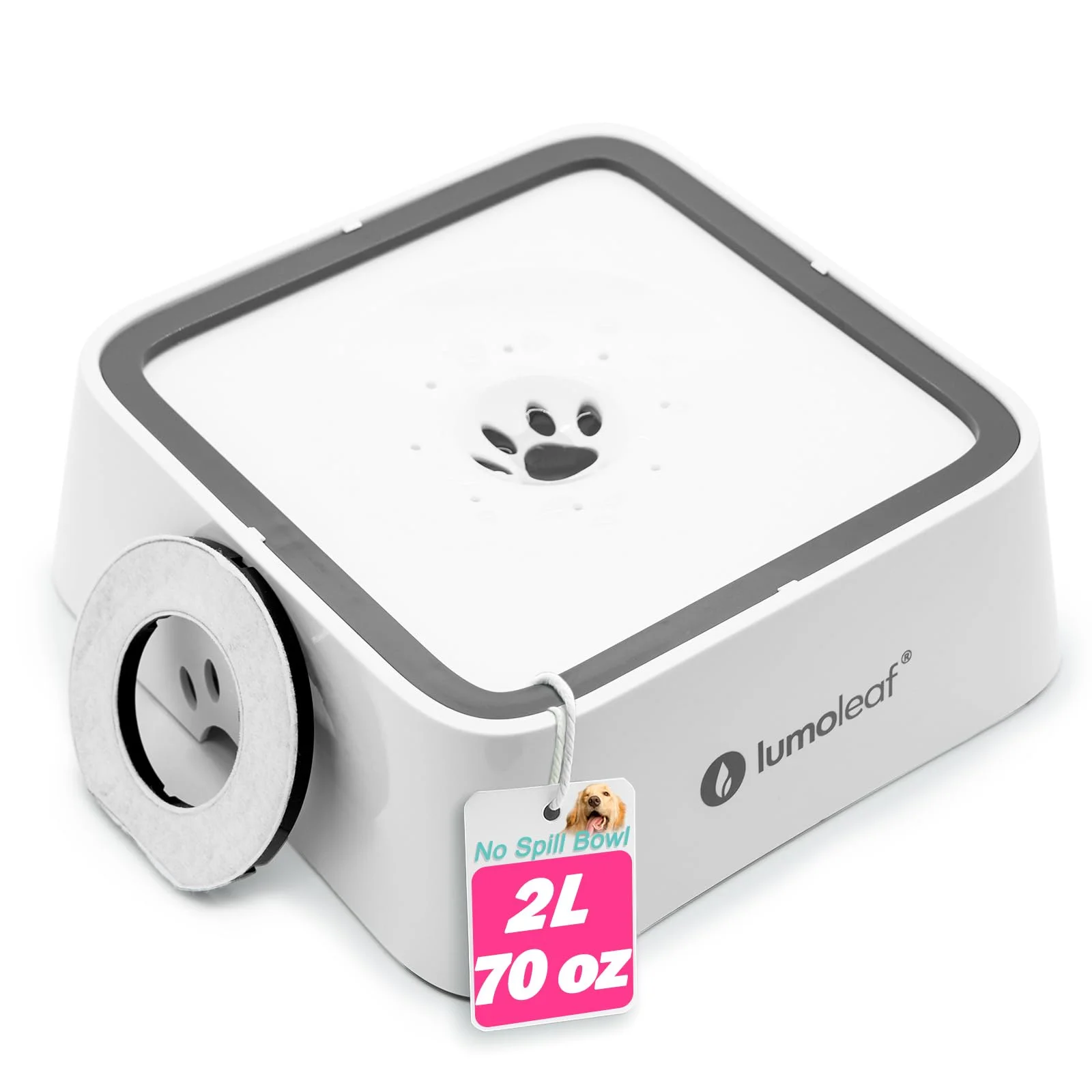 LumoLeaf Wassernapf für Hunde, 2L, Anti-Schwapp Fressnapf Hund Unterwegs mit Kohlefilter, Hundenapf Reise Trinknapf Wasserspender