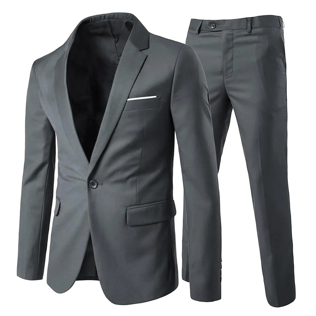 Allthemen Herren Anzug 2 Teilig Slim Fit Anzüge Business Hochzeitanzug | Sakko Hose, Formelle, 1 Knopf, Revers, Einfarbig, Einreihiger, Smoking, Kmoplett Set, Doppelter Gehschlitz
