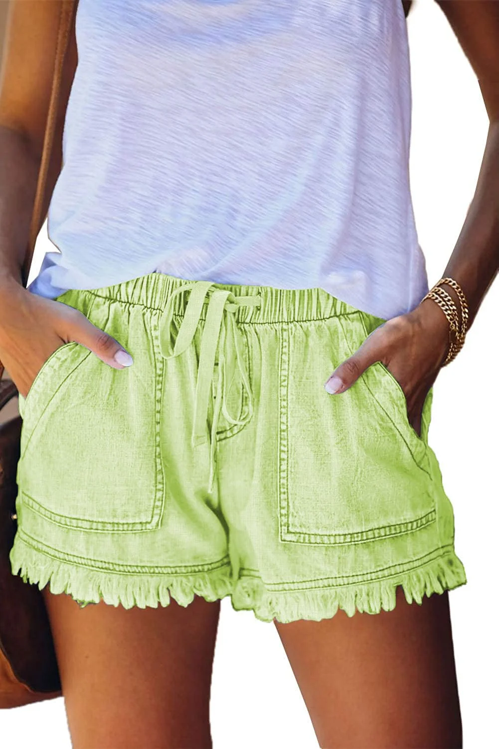 HVEPUO Damen Baumwolle Leinen Shorts Hotpants Sommer Weite Kurze Hosen