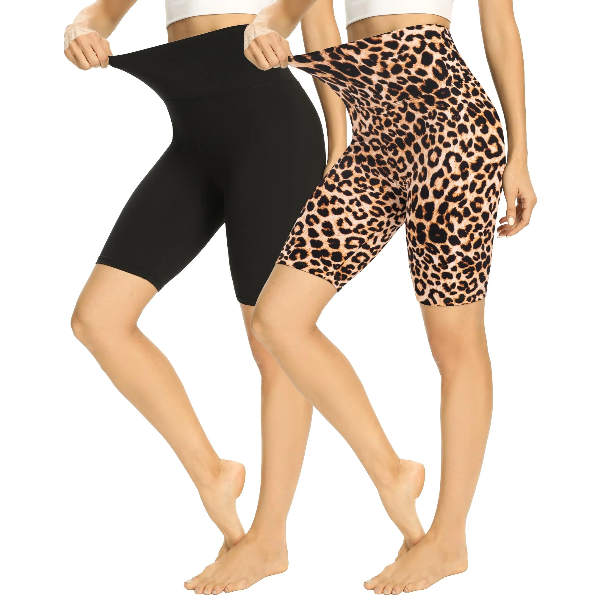 HIPOWER 2er Pack Radlerhose Damen High Waist Kurze Sport Shorts Sporthose | Tights Wanderhose Blickdicht Unterhosen Bauchweg Sommer Outfits Leggings für Gym Yoga
