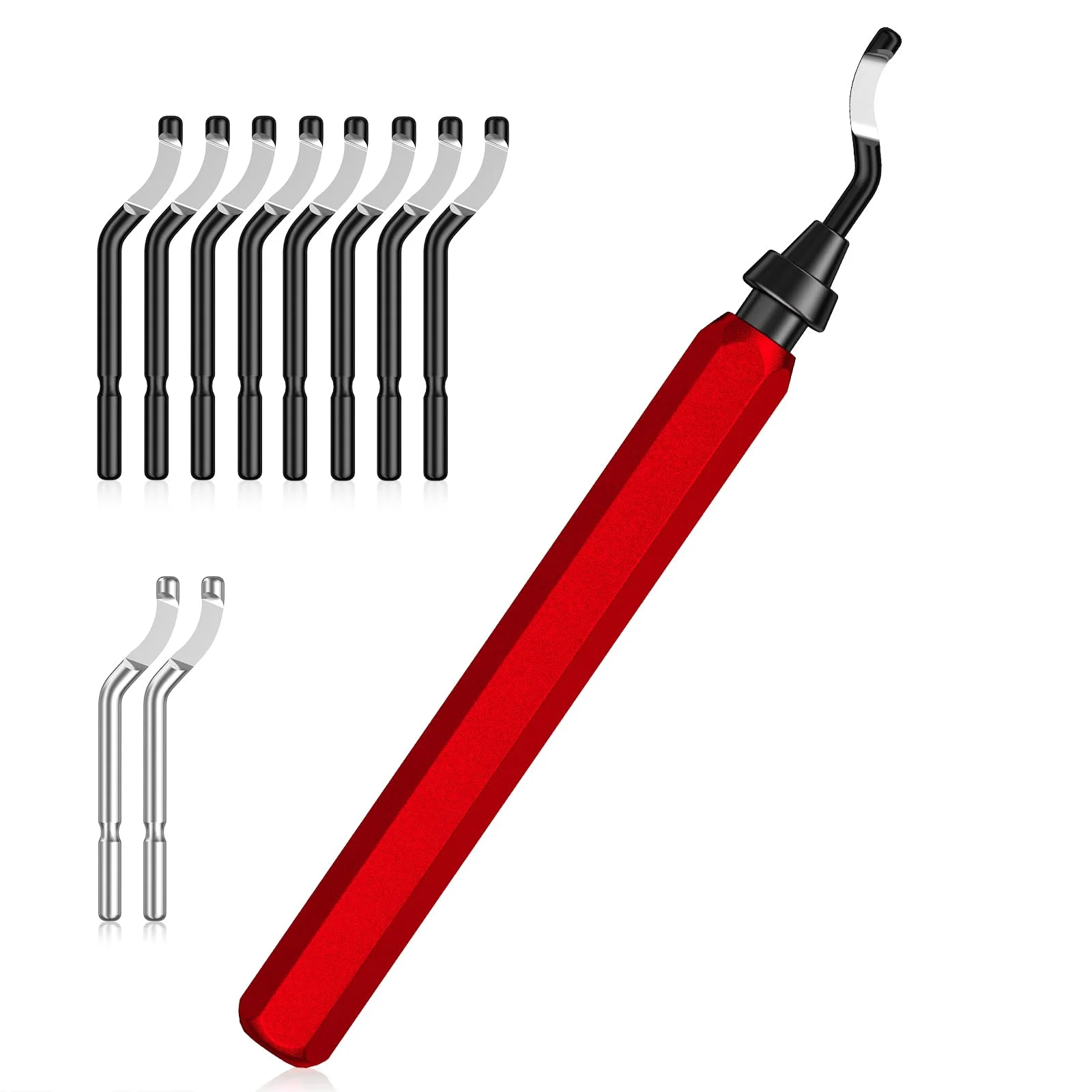 AICOYA Entgrater mit 10 Klingen, Entgrater für 3D-Druckteile aus Metall, Kunststoff, Edelstahl (8 BR1010, 2 BS1018)