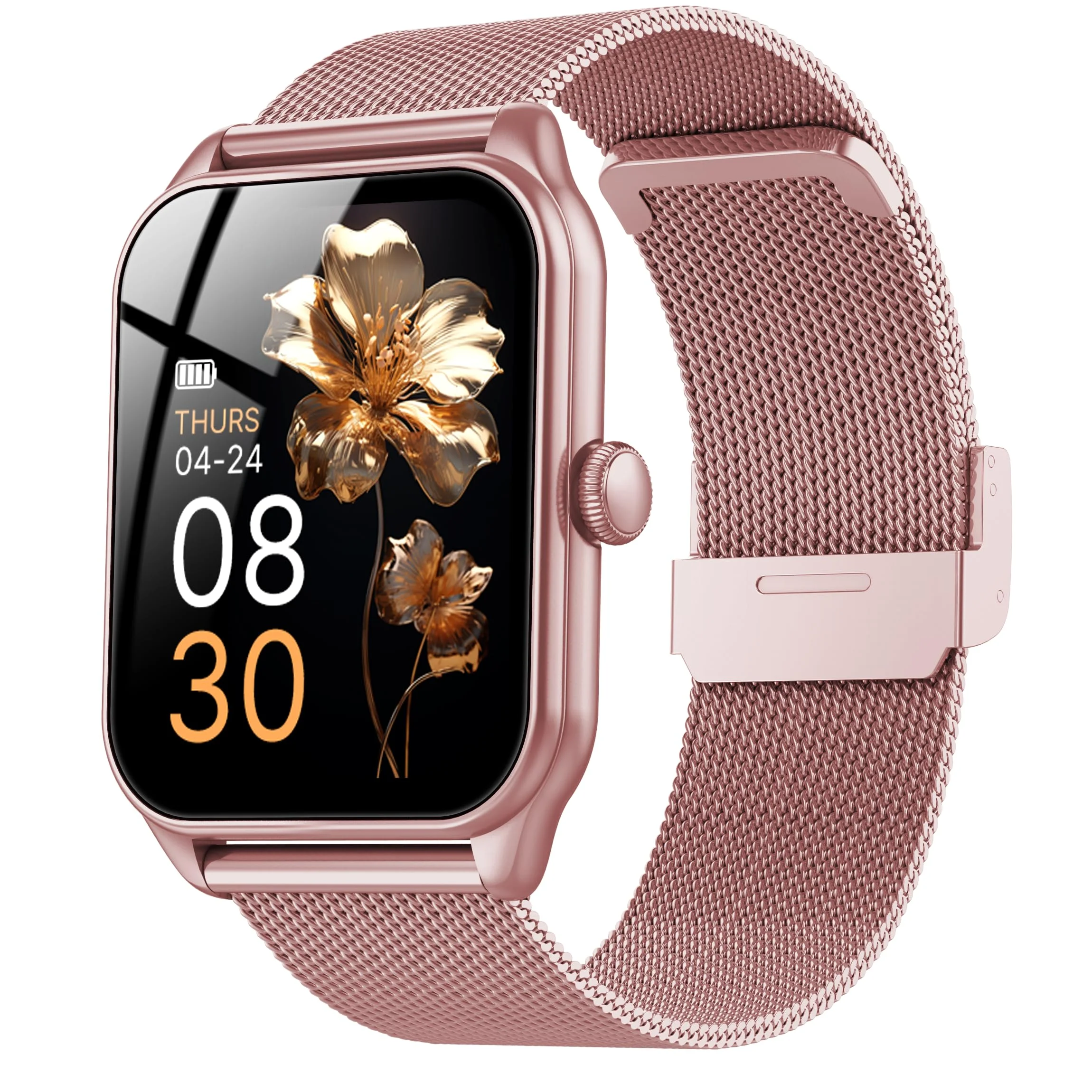 Smartwatch Damen mit Telefonfunktion, 1,83" Zoll Touchscreen Fitness Tracker, 120+ Sportmodi, IP68 Wasserdicht Smart Watch mit Herzfrequenz, Schlafmonitor, Schrittzähler für iOS Android (Rose)