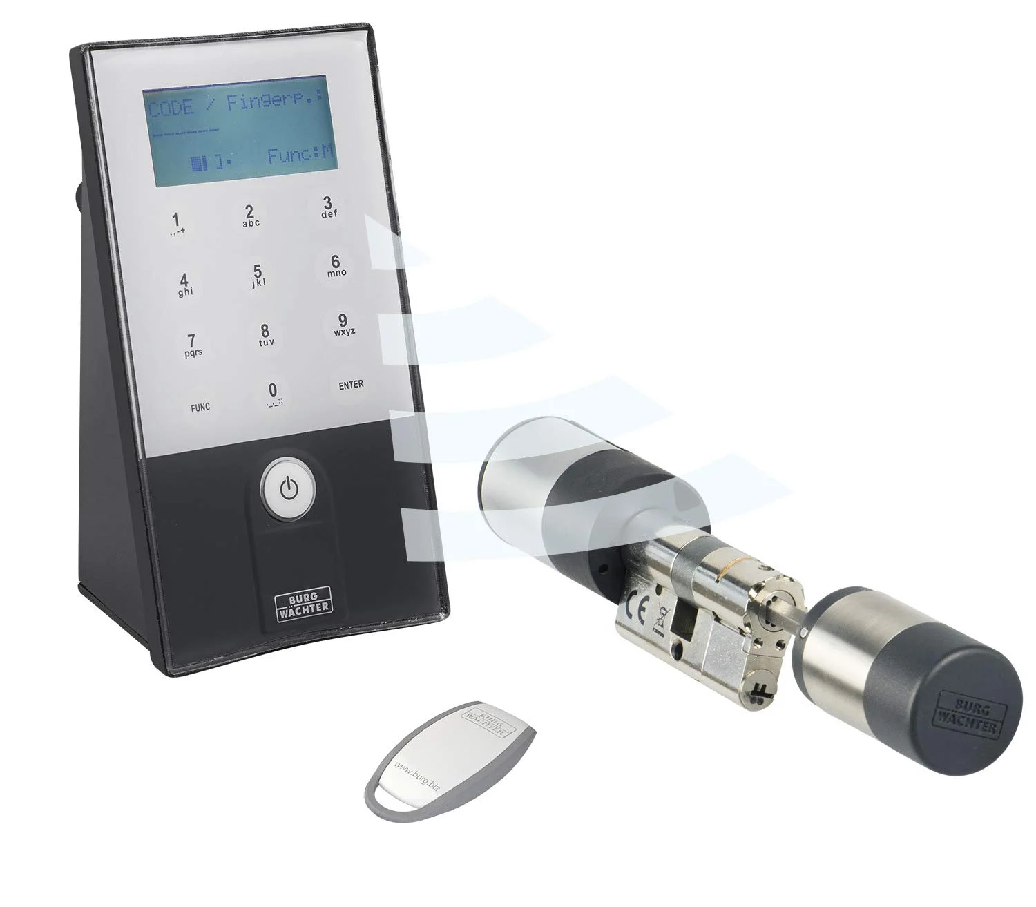 BURG-WÄCHTER Elektronisches Türschloss inkl. Funkschlüssel, Set aus Zylinder, Keypad und Transponder, Türöffnung per App, Zahlencode oder Funk, ENTRYeasy 5651 PIN Set
