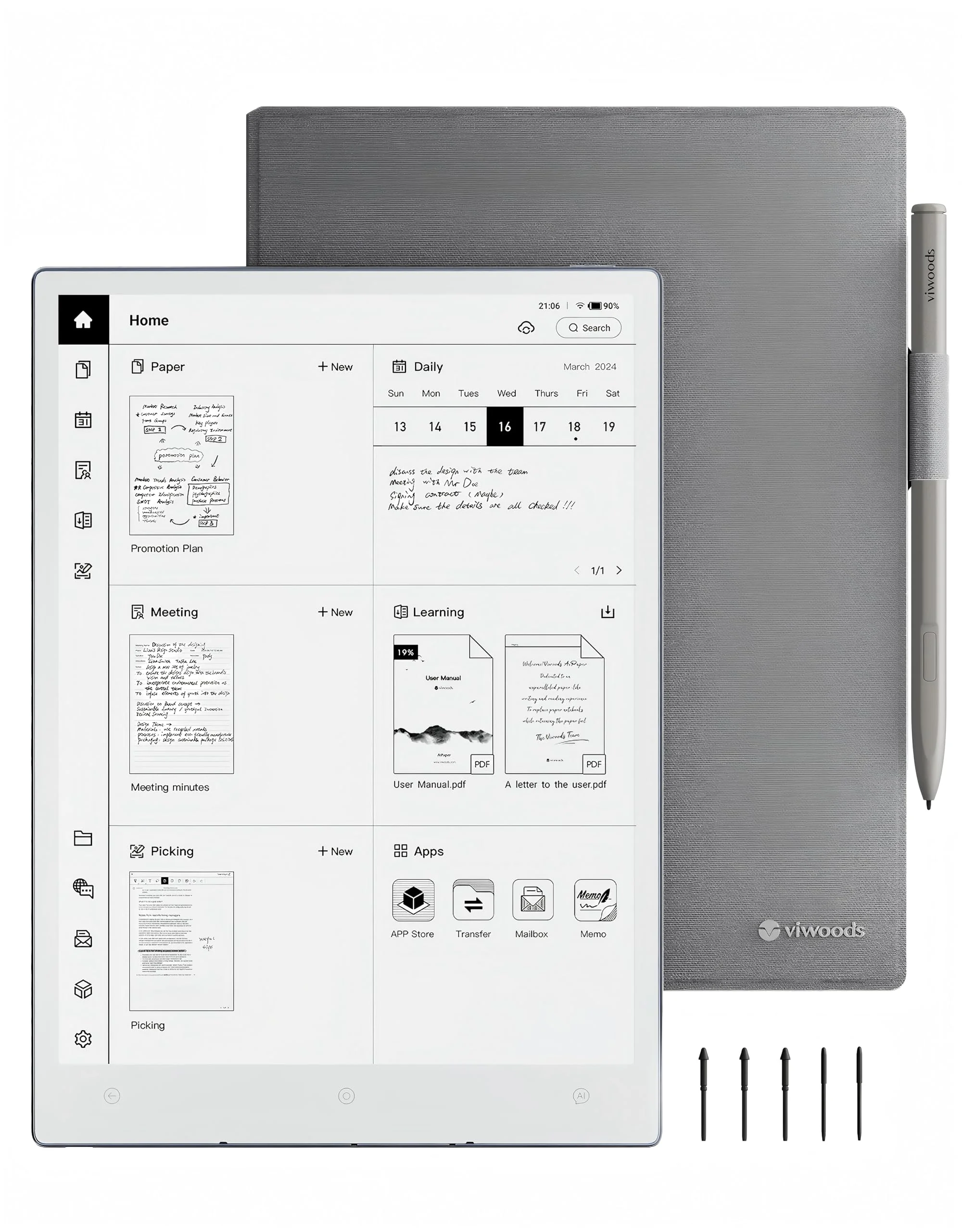 Viwood E-Ink-Tablet 10,65 Zoll mit KI, Carta 1300 und Stift | 10,65 Zoll E-Ink-Tablet mit Carta 1300 Display, KI-Funktionen, Stylus Pro und 128 GB Speicher für Arbeit und Studium.