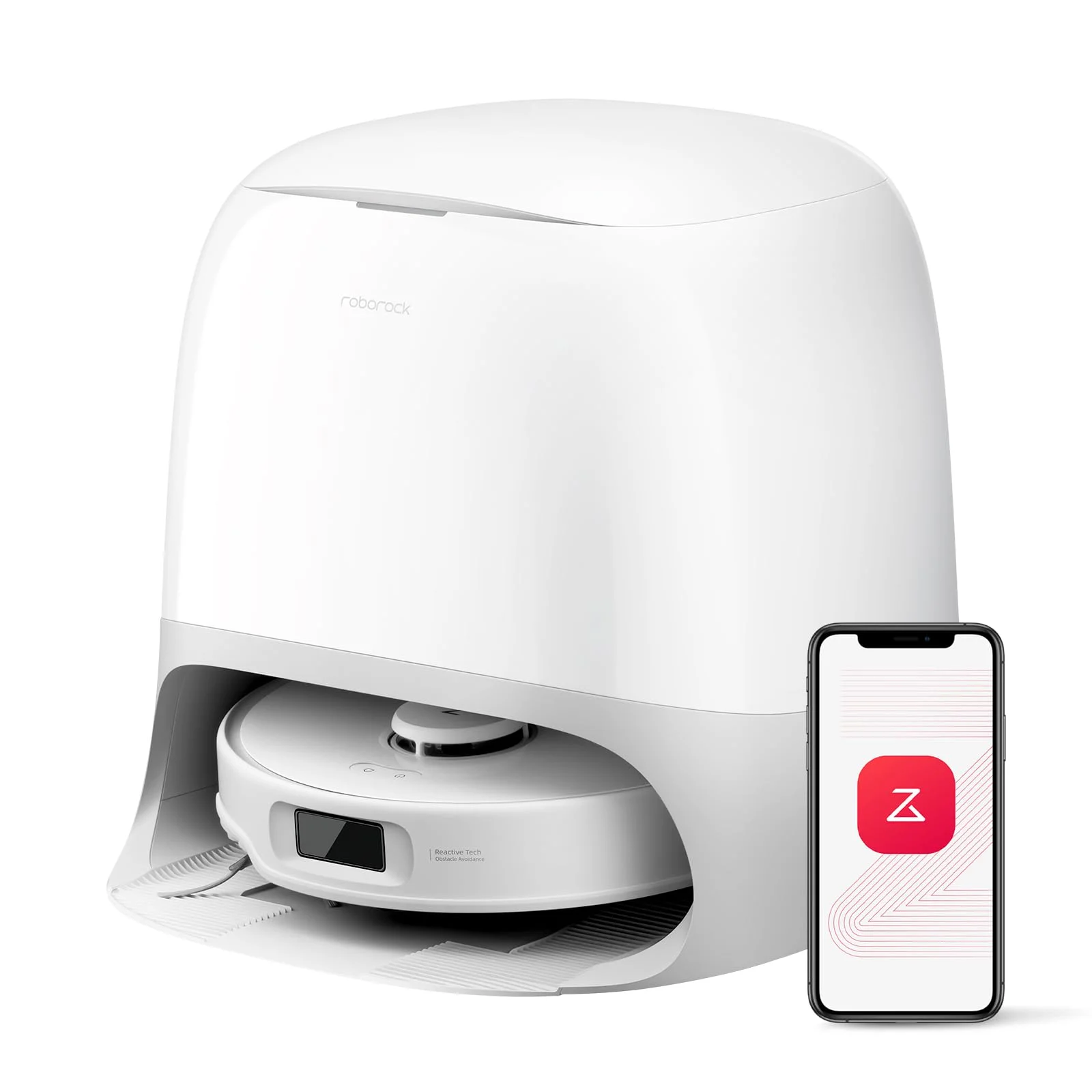 roborock Qrevo Curv S5X Saugroboter Weiß (Generalüberholt) | 18.500 Pa, Dual Anti-Tangle-System, 75°C Heißwasser-Moppwäsche, intelligenter Schmutzerkennung und All-in-One-Dock