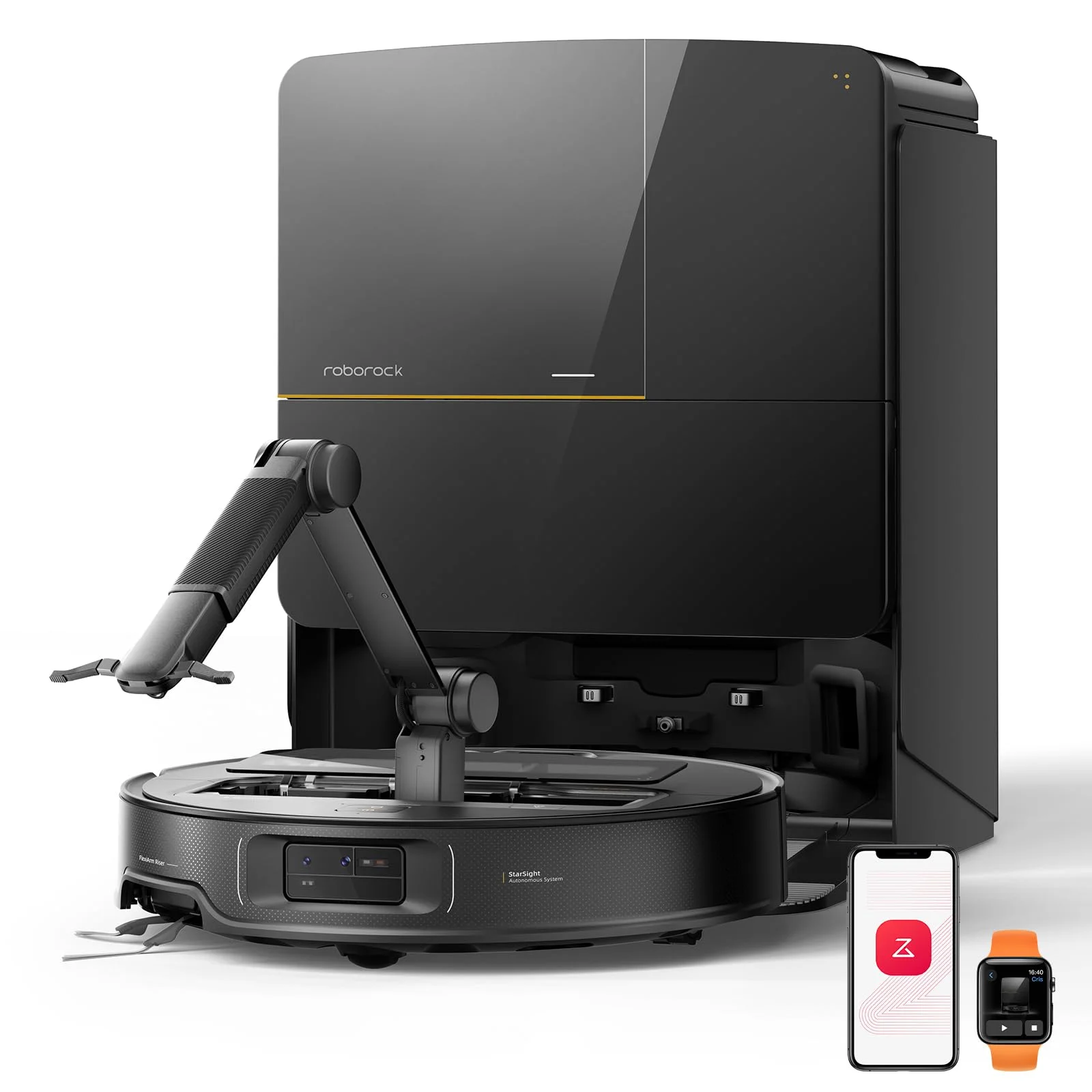 roborock Saros Z70 Saugroboter mit Wischfunktion, OmniGrip Arm, KI-gestützt | 22.000 Pa Saugkraft, AdaptiLift Chassis, FlexiArm Riser, 7.98 cm Ultra Slim, Heißwasser Mopp Waschen & Trocknen(Schwarz)