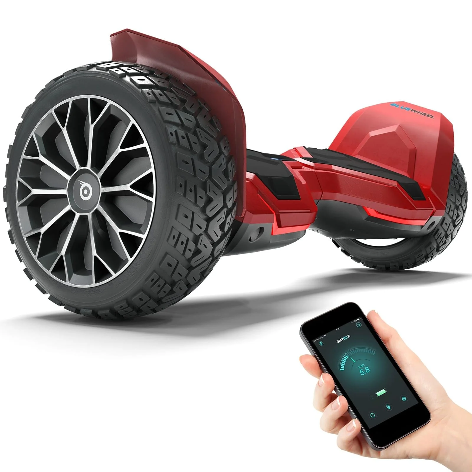 Bluewheel HX510 Hoverboard Offroad 8,5 Zoll, Dual Motor, App, Kindermodus | Bluetooth-Lautsprecher, LED-Beleuchtung, robuste SUV-Reifen, App-Steuerung, Kindersicherheitsmodus, bis 120 kg belastbar