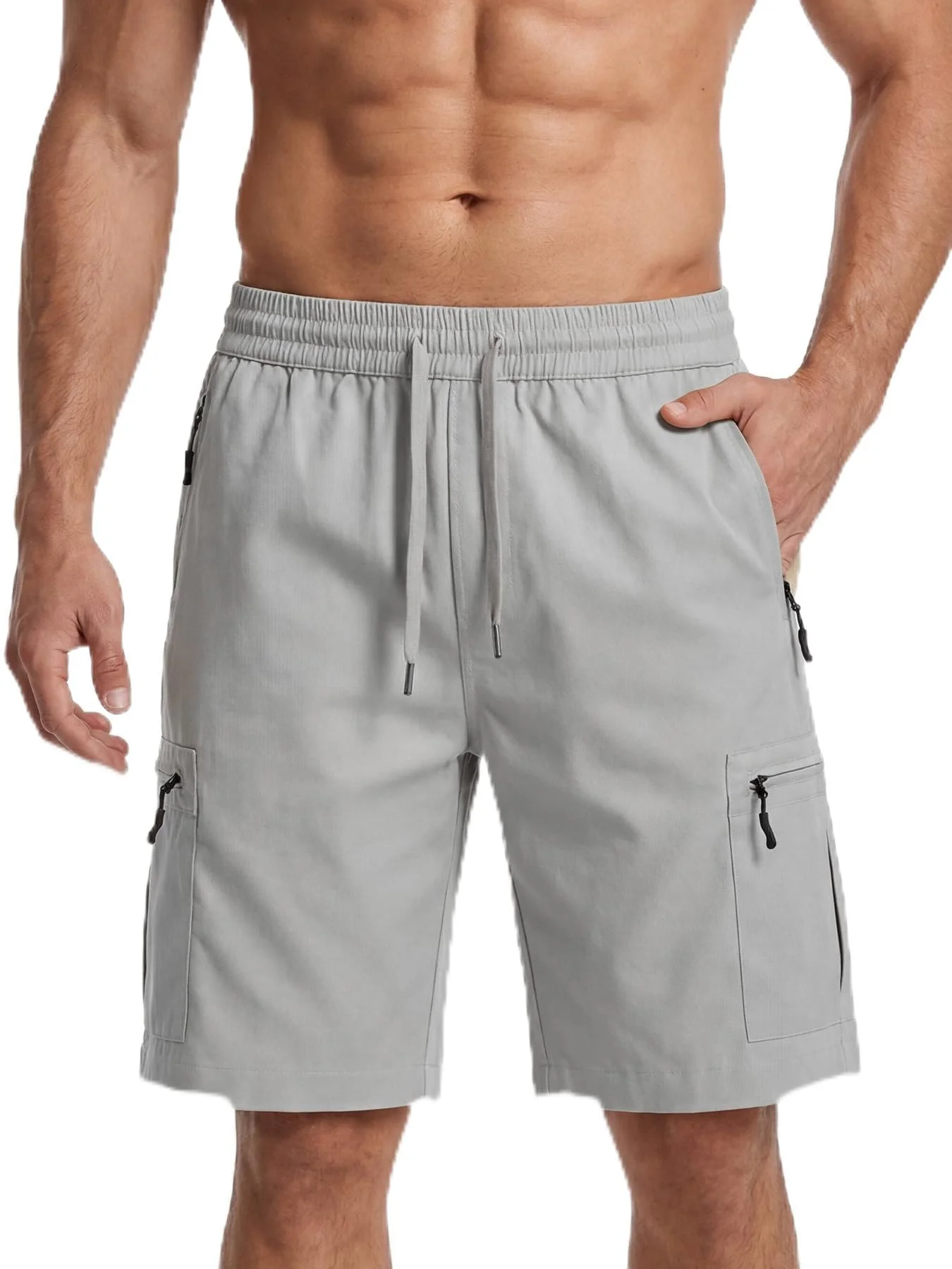 Flyplus Kurze Hosen Herren Sommer Shorts Herren Chino Freizeithose Kurze Elastische Taille mit Taschen M-3XL