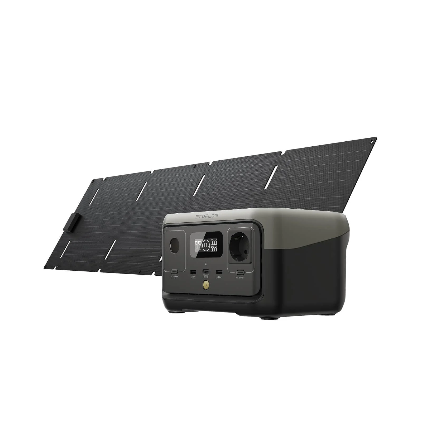 EcoFlow RIVER 2 tragbare Powerstation mit 60 W faltbarem Solarpanel | bis zu 600 W Leistung, Schnellladung in 1 Stunde, Solargenerator mit LiFeP04, Balkonkraft für Notstrom/Camping/Wohnmobile