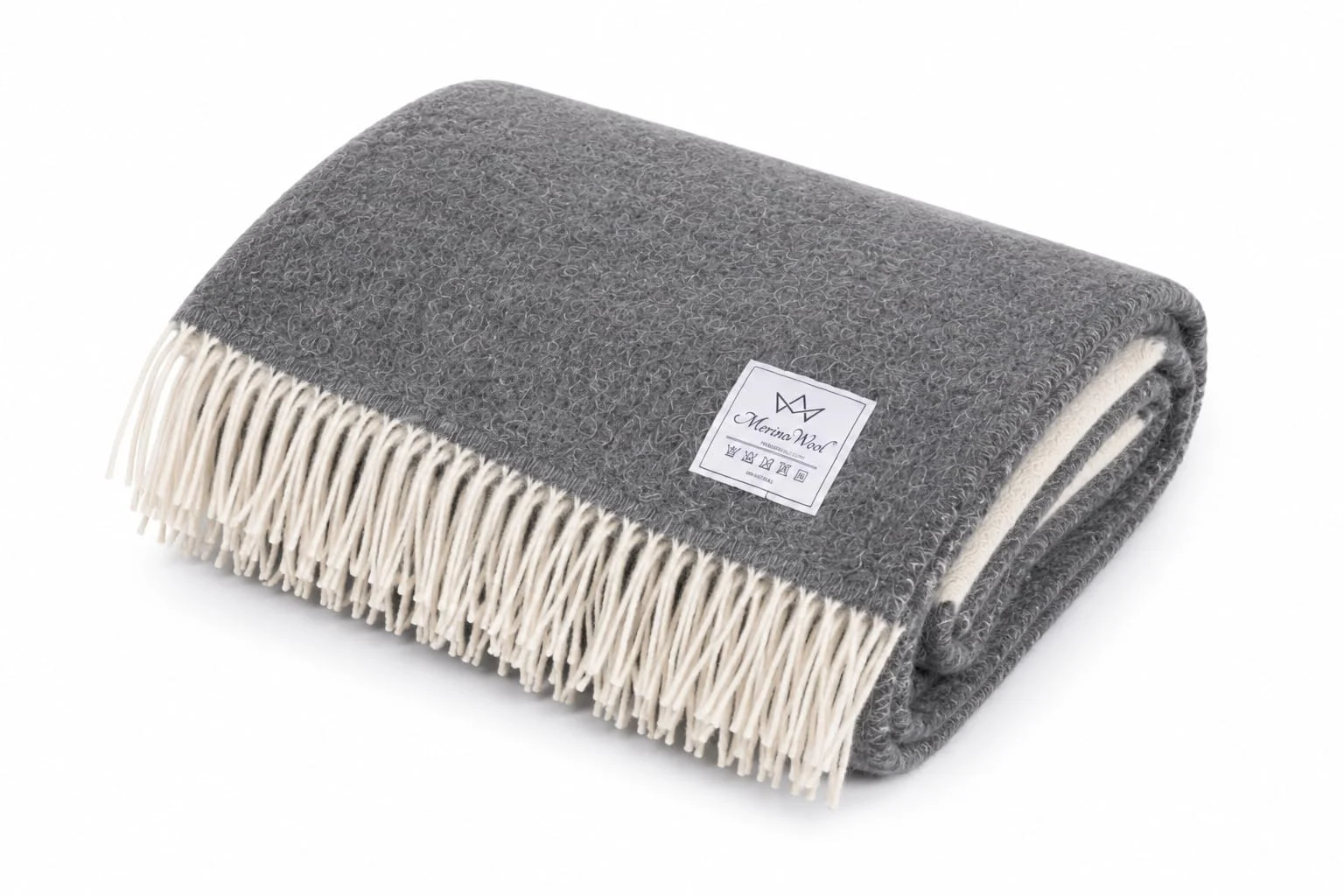 Merinowolle Wolldecke 100% Merino Schurwolle ca. 160 x 200 cm Wolldecke 100% Merino Schurwolle Decke Natur 160x200 cm Wollplaid Kariert aus ausgesuchter Lammwolle Mister (Grey & White LINE)