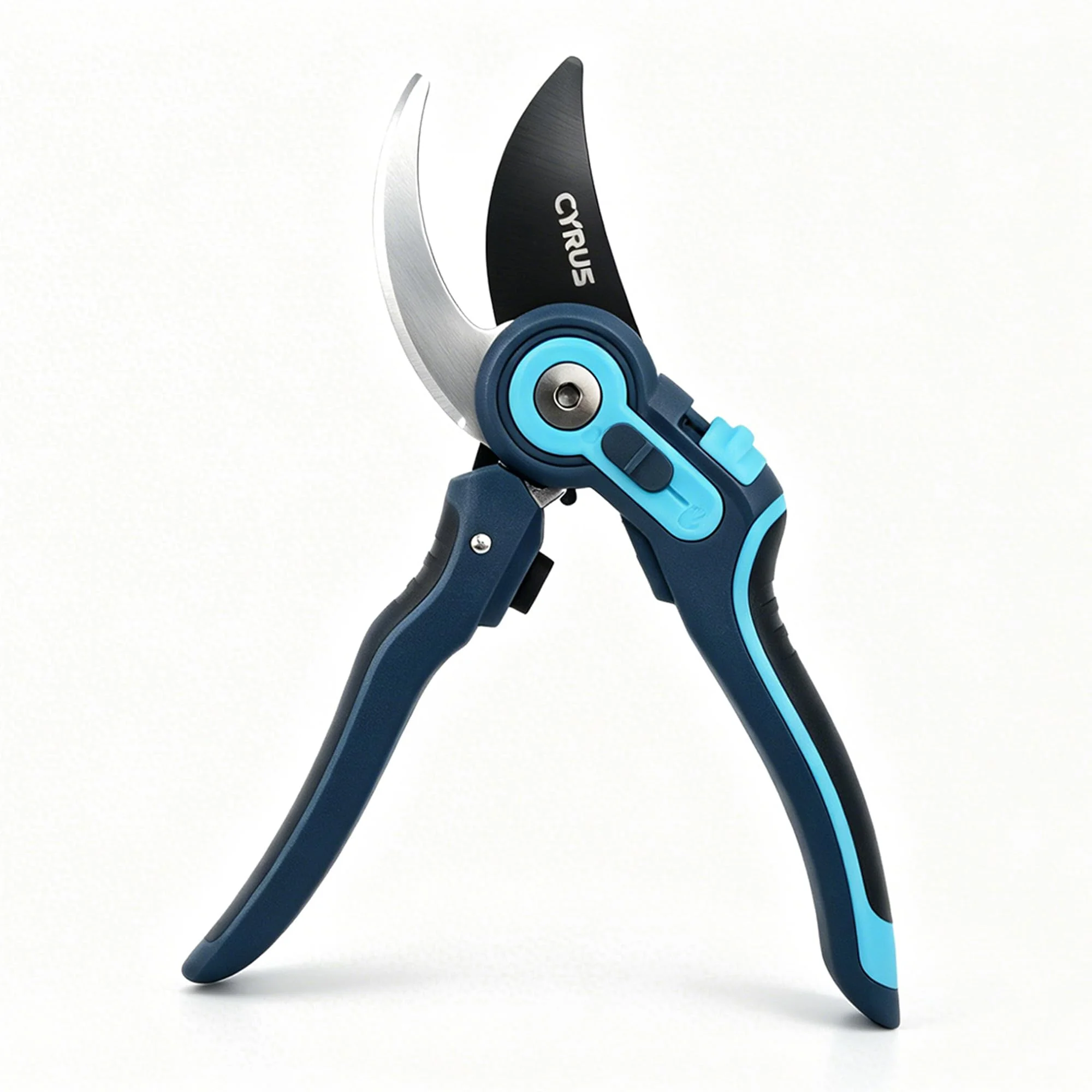 CYRUS Gartenschere,2-stufig Verstellbares Schneidkaliber,Baumschere | SK5 Stahlklingen, Schneidedurchmesser 22 mm,Profi-Bypass-Schere,Zum Beschneiden von Gartenästen und Topfpflanzen,Länge: 22 cm
