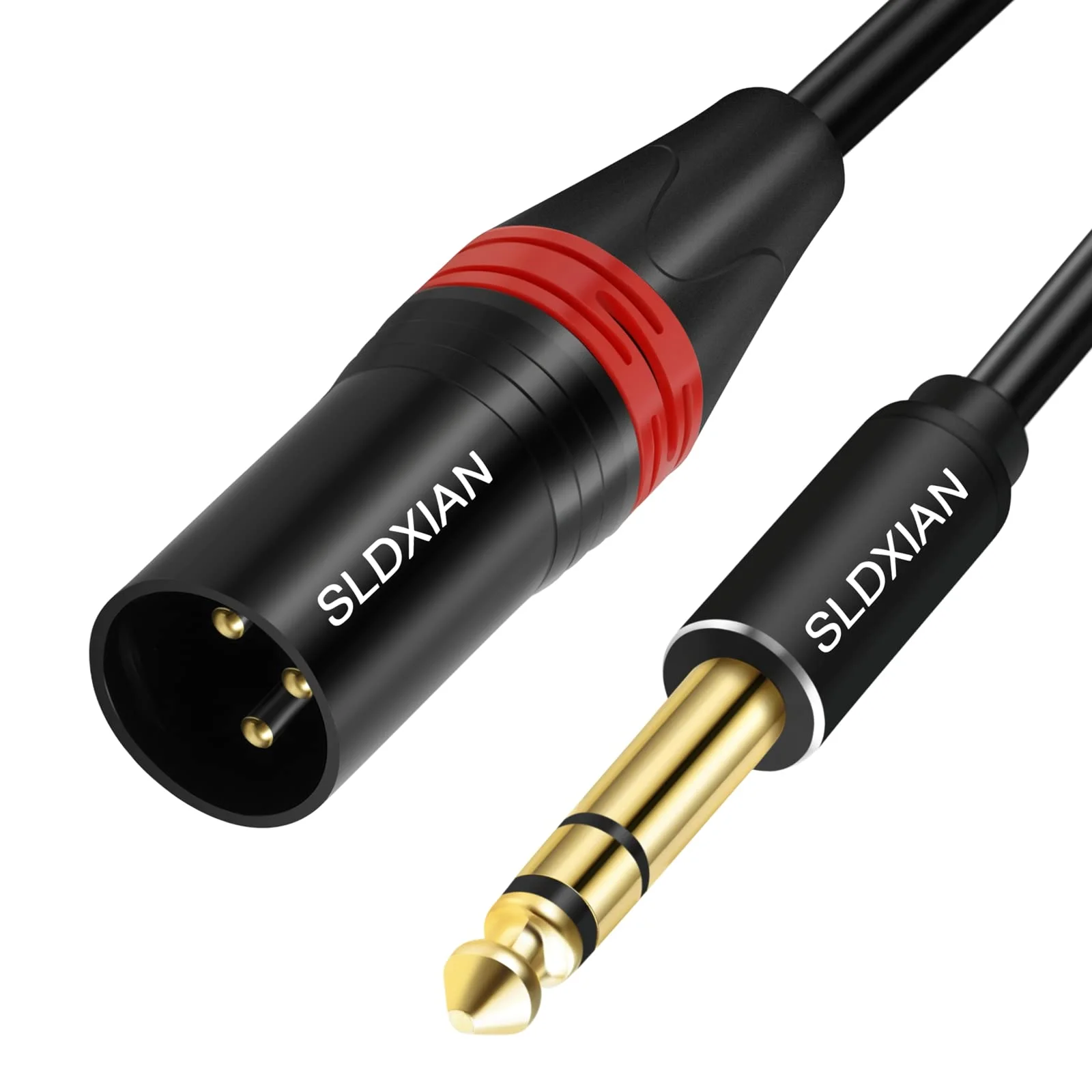 SLDXIAN XLR auf Klinke 6,35mm Mikrofonkabel (3M, Male) | Balanced Stereo 1/4 Zoll TRS Stecker auf XLR Stecker für Gitarre, Lautsprecher, Verstärker, Bühne, DJ