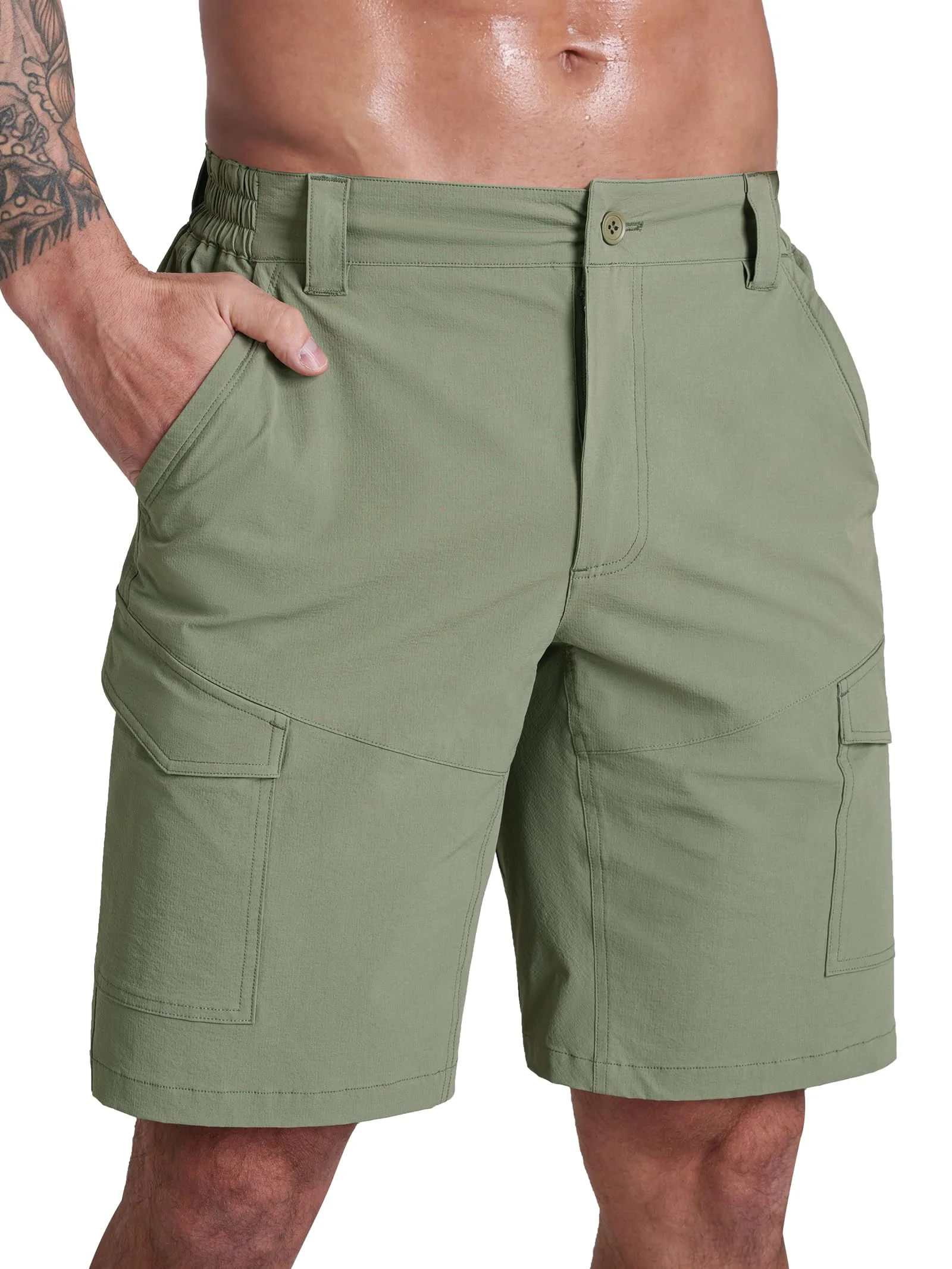 Flyplus Kurze Hosen Herren Cargo Shorts Sommer Leichte Schnelltrocknend Chino Shorts Mit 6 Taschen Atmungsaktiv Stretch S-3XL