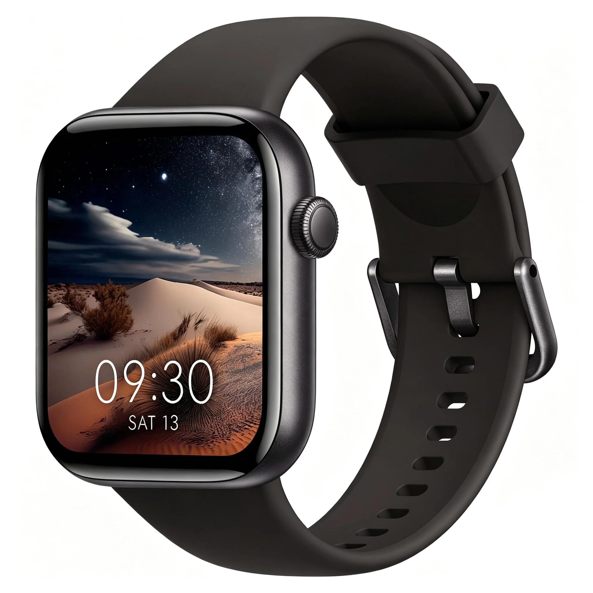 Smartwatch Damen Herren, 1,85" HD Touch Fitnessuhr mit Telefonfunktion, 140+Sportmodi Smart Watch Fitness Tracker mit Pulsmesser Schlafmonitor Schrittzähler, IP68 Wasserdicht Sportuhr für iOS Black