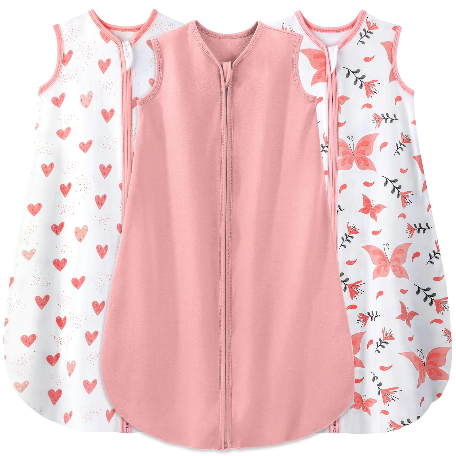 Yoofoss Schlafsack Baby Sommer 0.5 Tog - 3er Pack 67cm/0-6 Monate 100% Baumwolle Sommerschlafsack Babyschlafsack für Jungen Mädchen Neugeborene