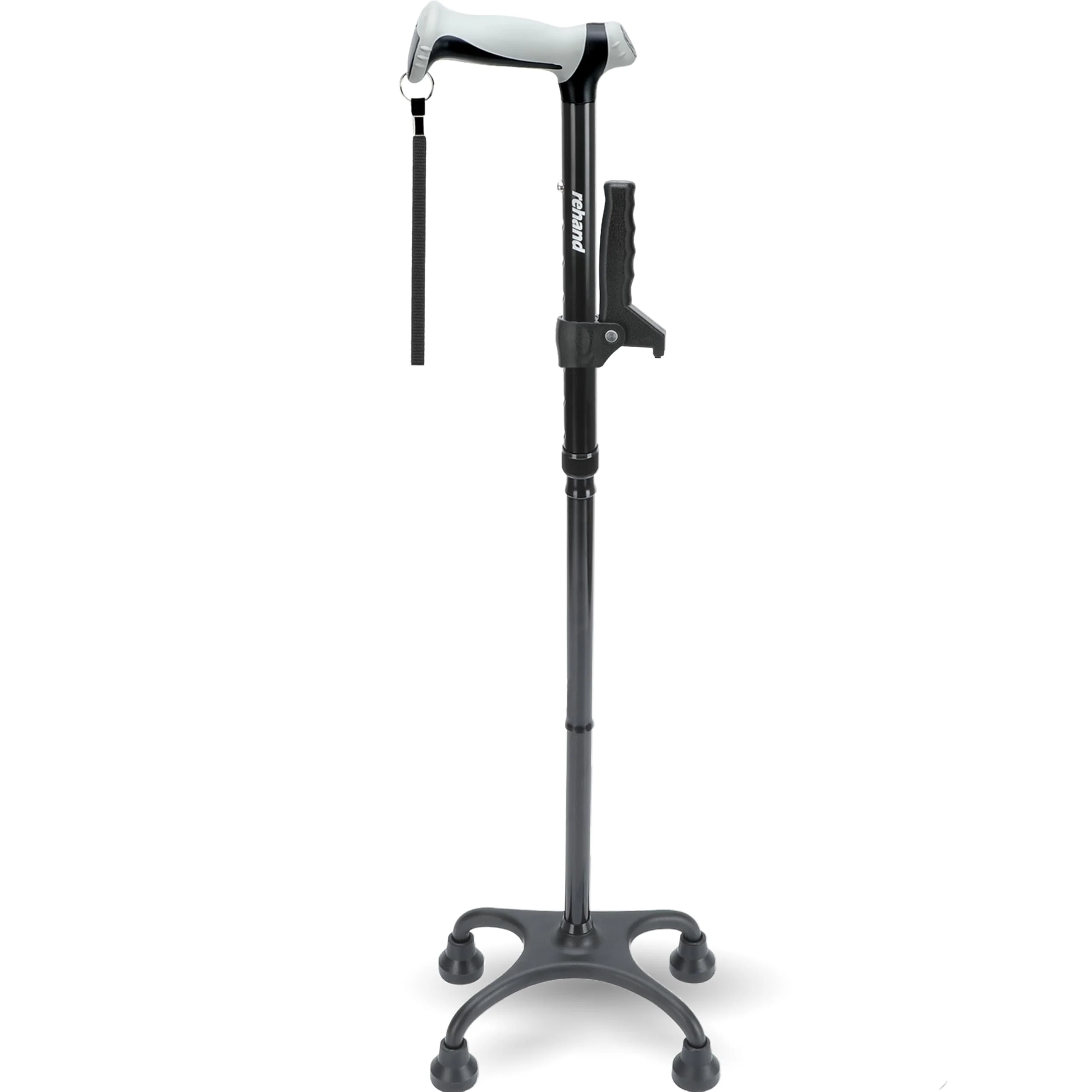 Vierfuß Spazierstock Gehstock, Gehstock mit Ergonomischem Griff und Anmutiger 4-Zinken-Basis, Verstellbare Gehstöcke für Rechts- Oder Linkshänder, Männer, Frauen und Senioren