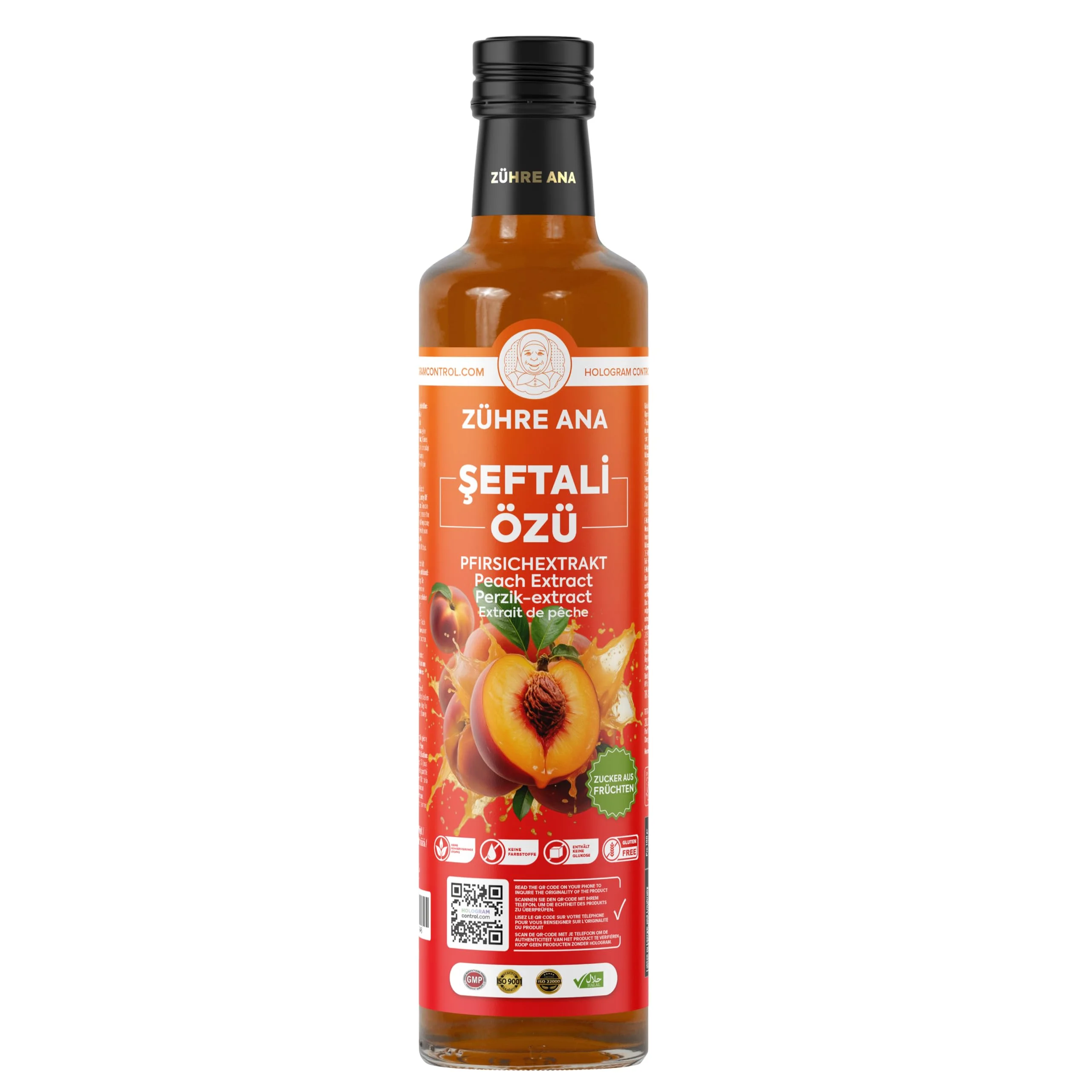 Zühre Ana Pfirsichextrakt 640 g – 100% Pfirsichkonzentrat – Verdünnbar 1:5 – Natürliches Aroma – Vielseitig für Getränke & Rezepte