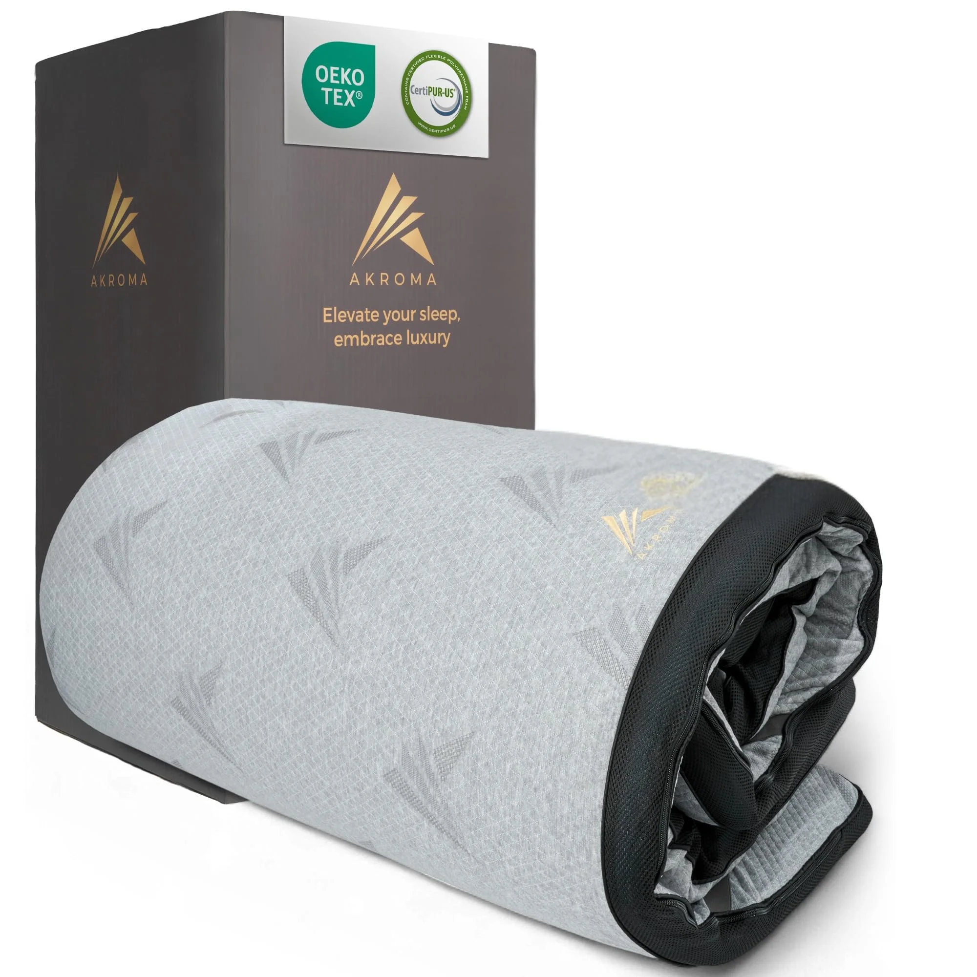 Akroma® Memoryschaum Topper – 90x200cm, 7,5cm Höhe, Zwei Härtegrade H2&H3, Matratzentopper aus Gel Memory Foam, atmungsaktiv, hypoallergen, Abnehmbarer Bezug, Öko-Tex Zertifiziert (90x200cm)
