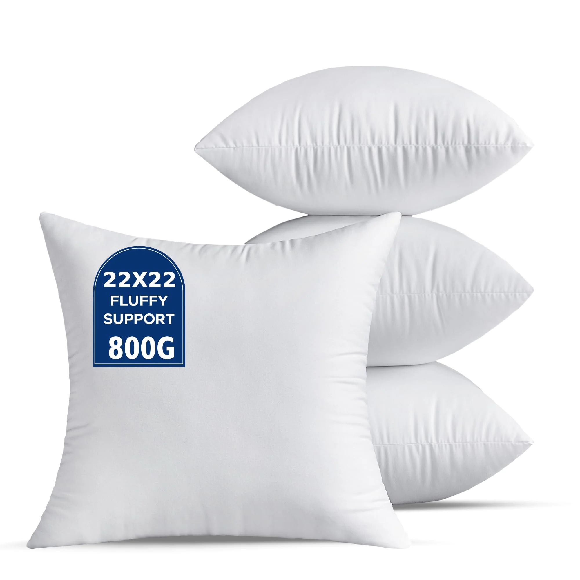 QSWRD 4er Set Kissenfüllung 55 x 55 cm Groß Weiße Kisseninlet Dekokissen Kopfkissen für Wohnzimmer Couch Bett Quadratisch SofaKissen Zierkissen Innenkissen