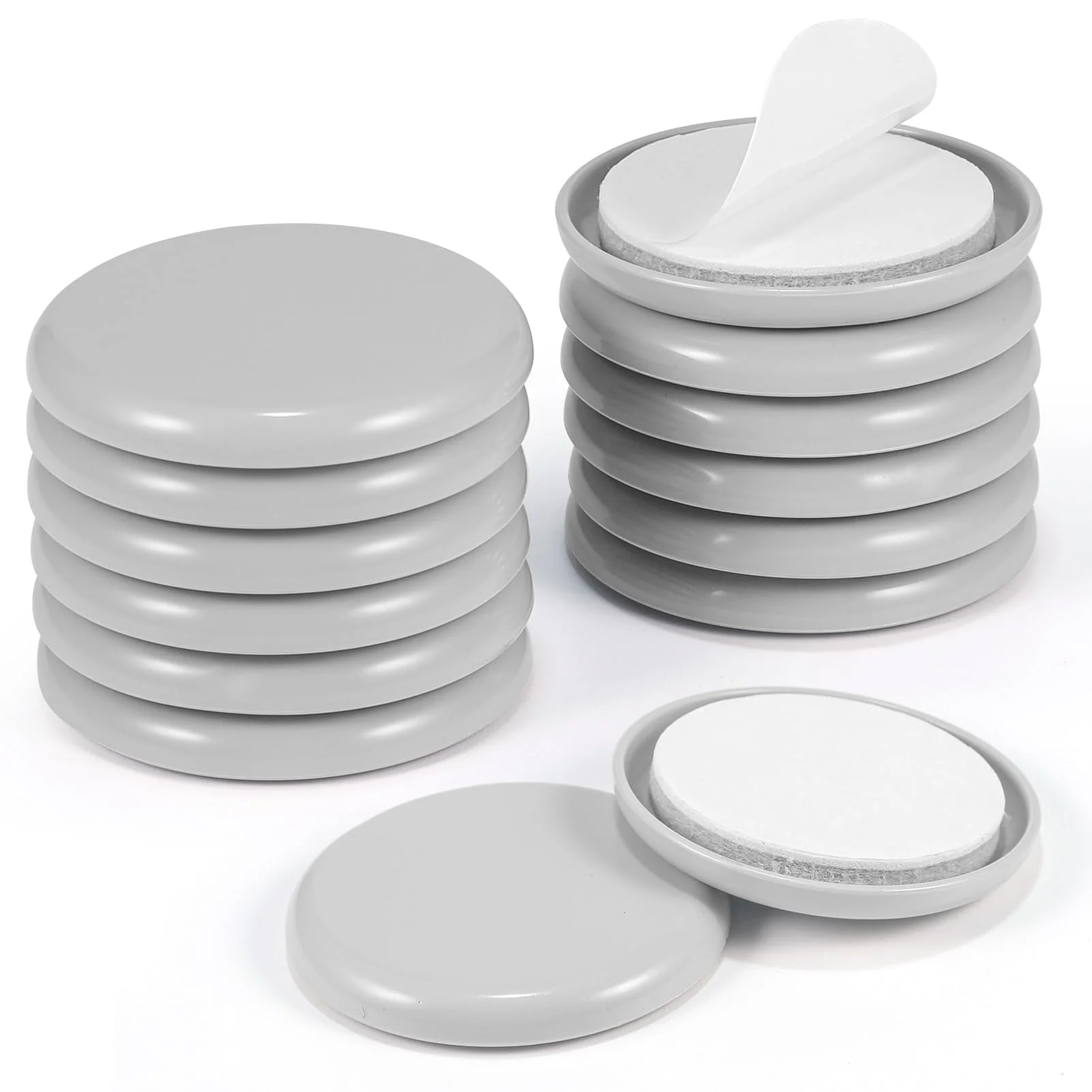 HNR 12 Stück PTFE Möbelgleiter 44mm, Selbstklebend, Rund | Für Parkett Laminat Fliesen, Leises Gleiten, Schwerlast, Rückstandsfrei Einfache Montage, Möbel Stühle Tische 5mm Dick