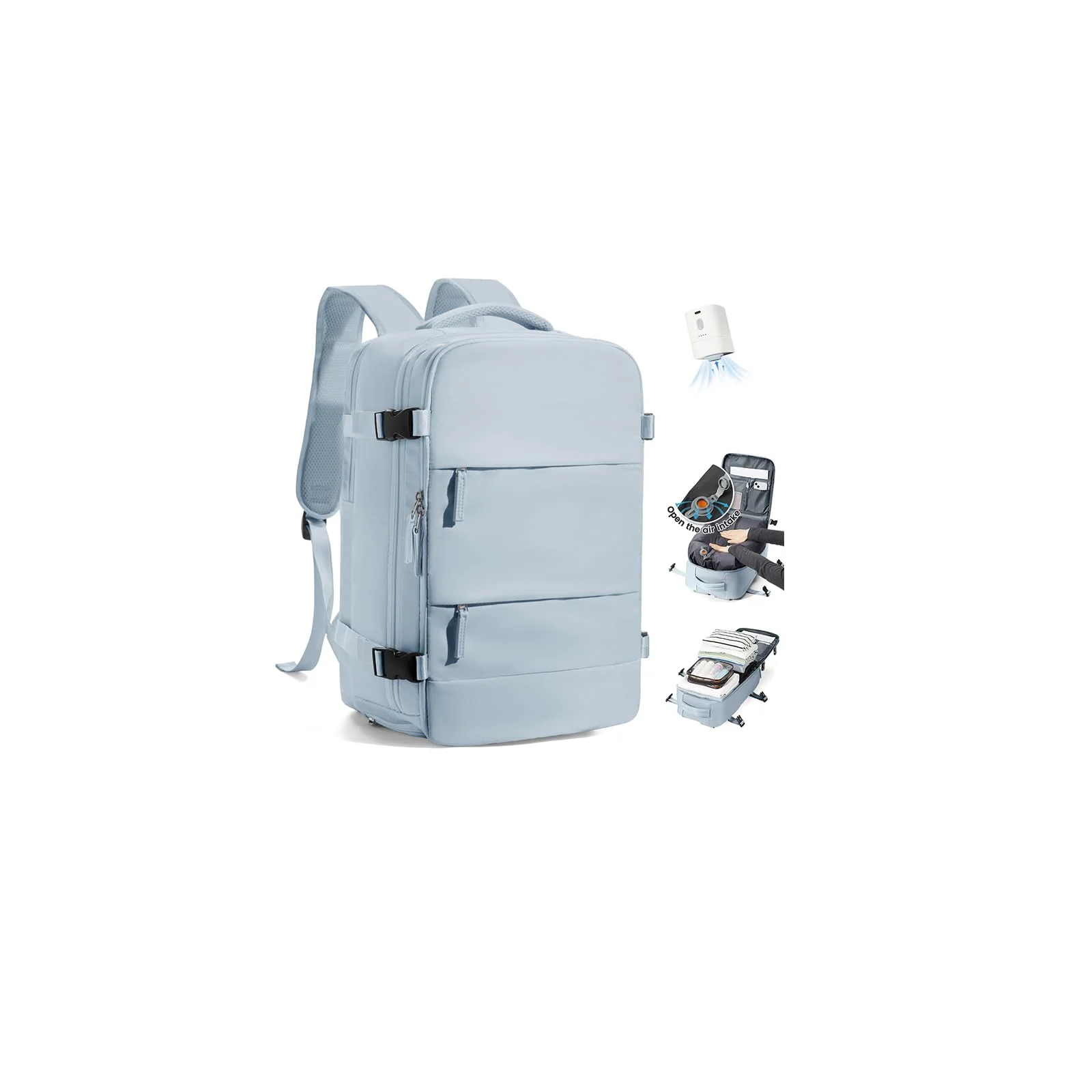 SZLX Großer Reiserucksack Damen,Vakuum Rucksack mit Pumpe Ryanair Handgepäck 40x30x20 Herren, Wizzair Handgepäck 40x30x20 Wasserdichter Tagesrucksack Fit 14 Zoll Laptop mit Schuhfach und Laptopfach
