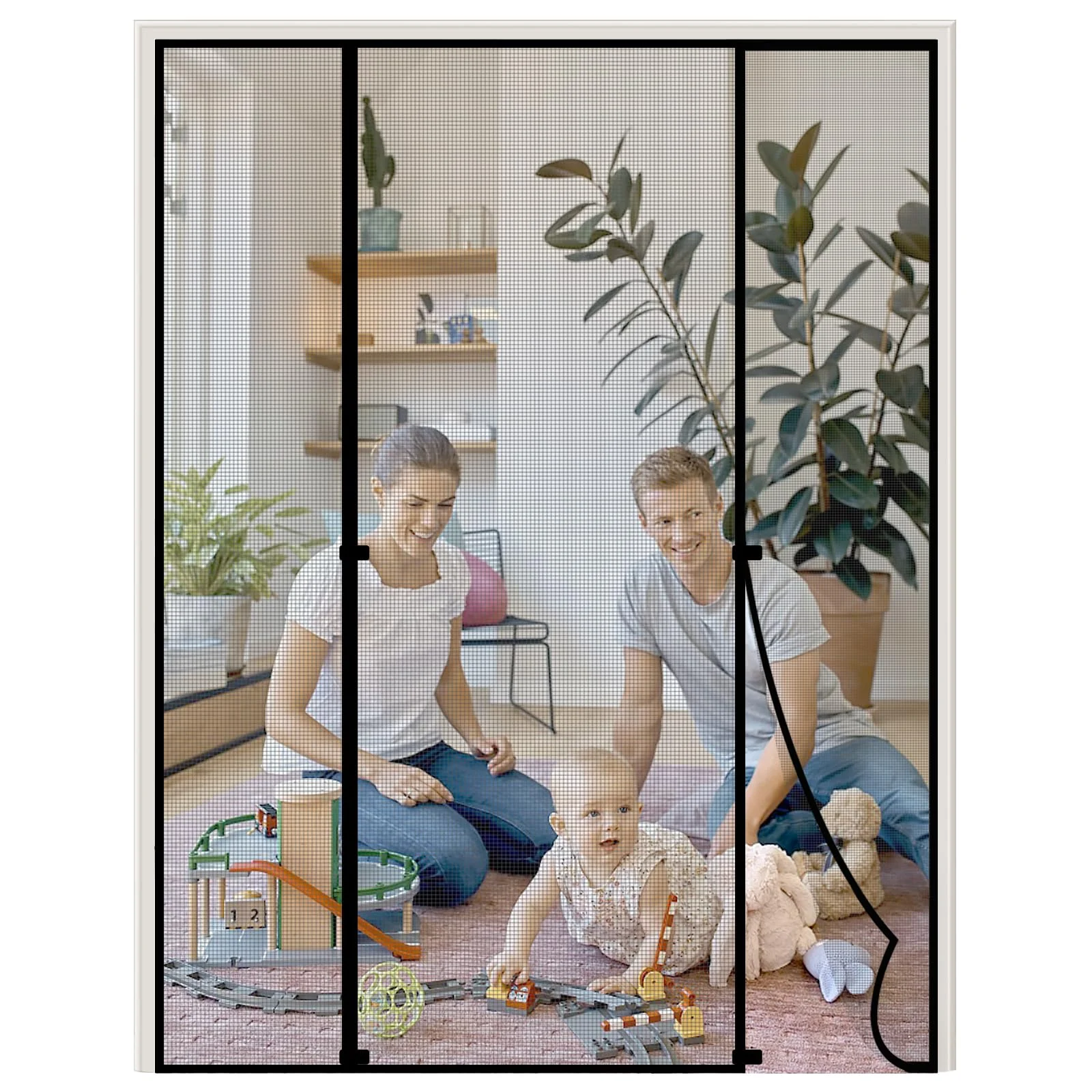 HooTown Magnet Fliegengitter Tür, 200 x 222cm Fliegengitter Doppeltür Fliegengitter Balkontür Auto Schließen Insektenschutz Balkontür Fliegenvorhang für Fenster, Balkontür, Kellertür und Terrassentür