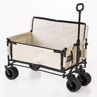 Bollerwagen mit robustem Stahlrahmen, ca. 90 x 60 x 107 cm – Beige/Schwarz