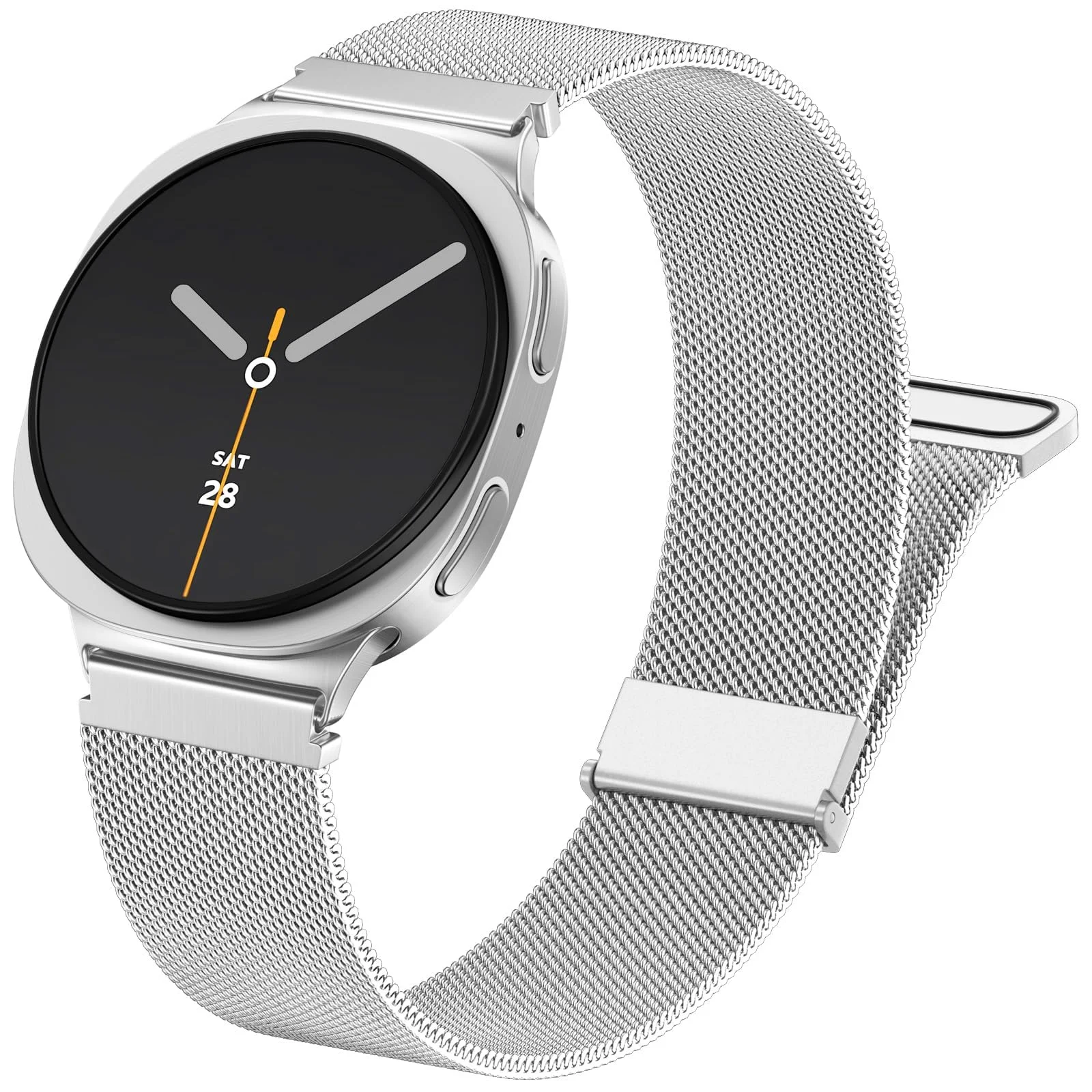 TINICR Metall Armband Kompatibel mit Samsung Galaxy Watch 8 Armband 40mm 44mm/8 Classic 46 mm, Verstellbar Edelstahl Milanaise Ersatzarmband mit Doppel-Magnetverschluss für Damen Herren